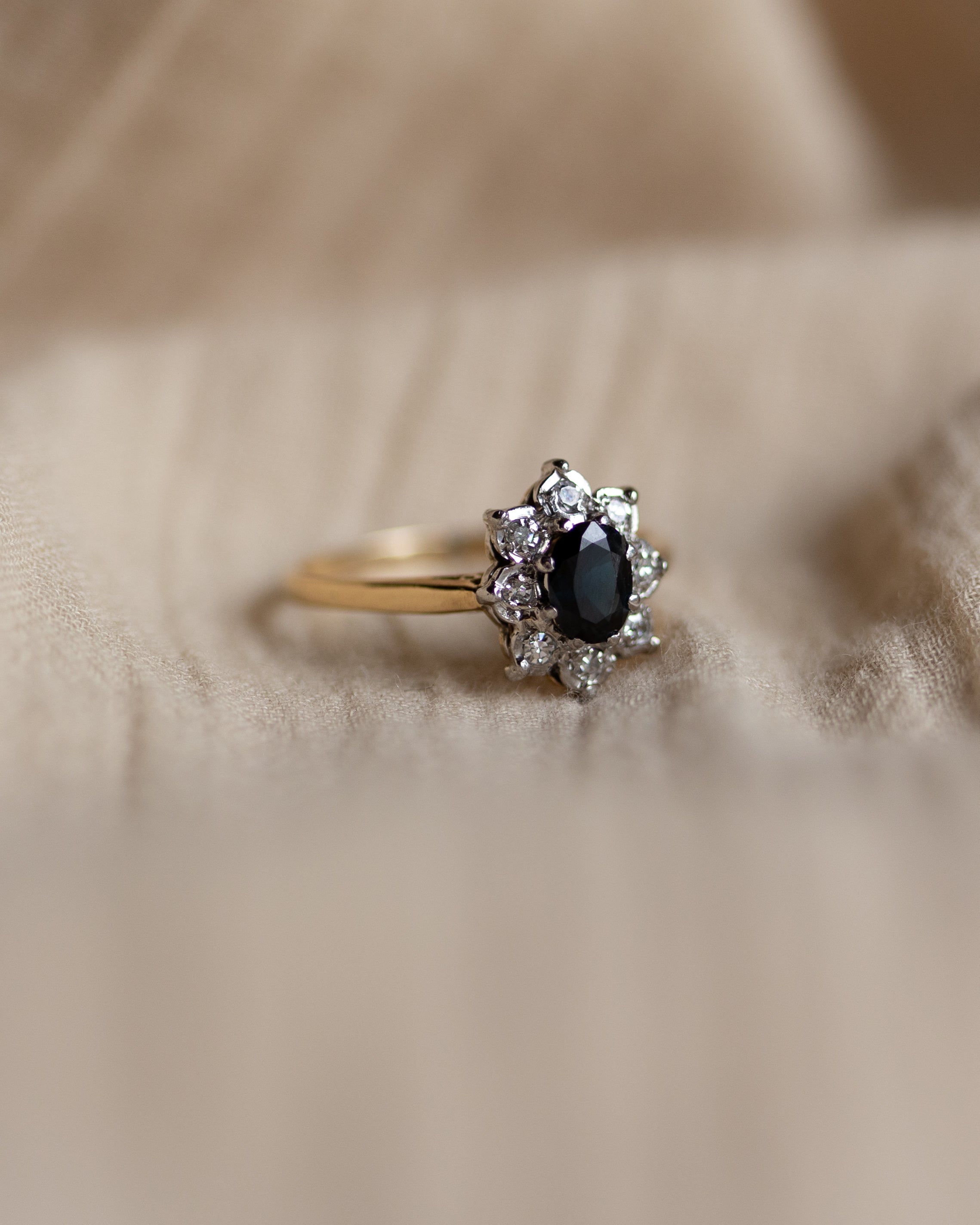 Nancie Vintage 18ct Gold Sapphire & Diamond Cluster Ring