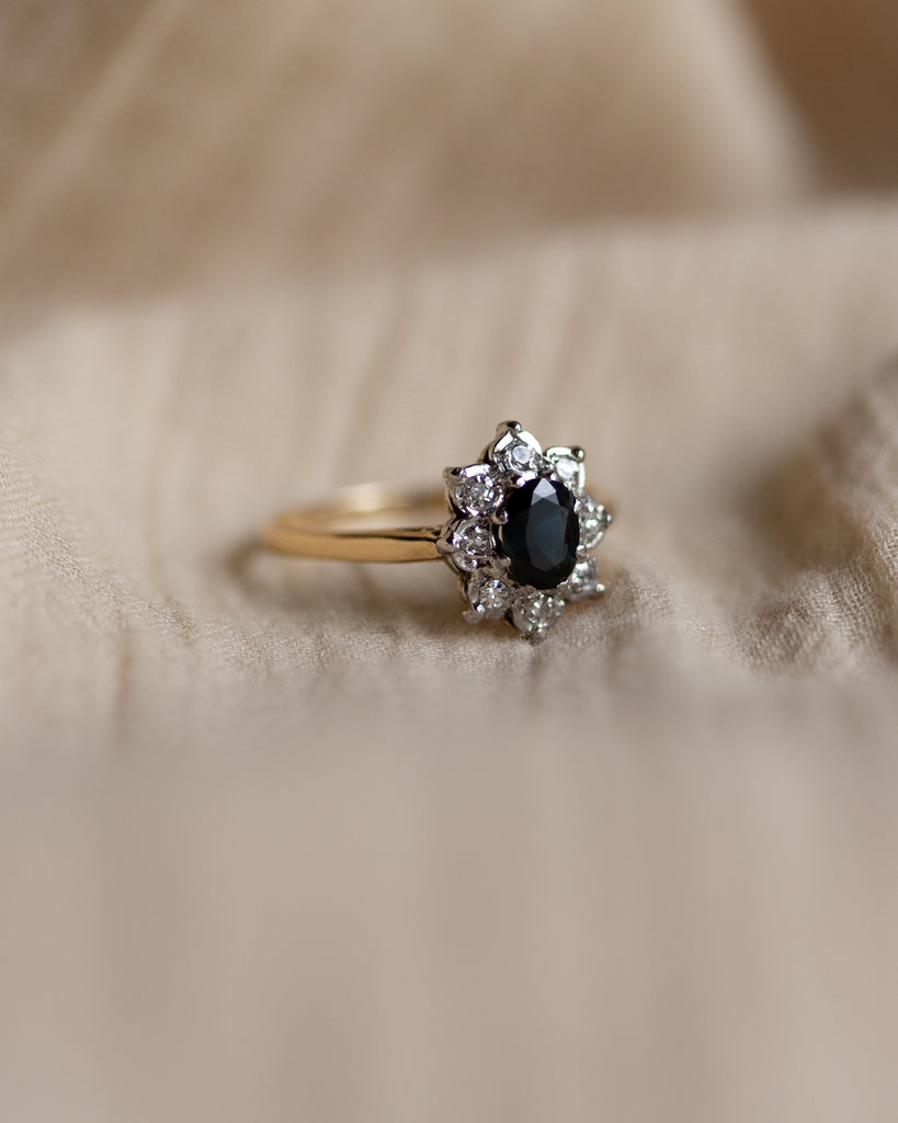 Nancie Vintage 18ct Gold Sapphire & Diamond Cluster Ring