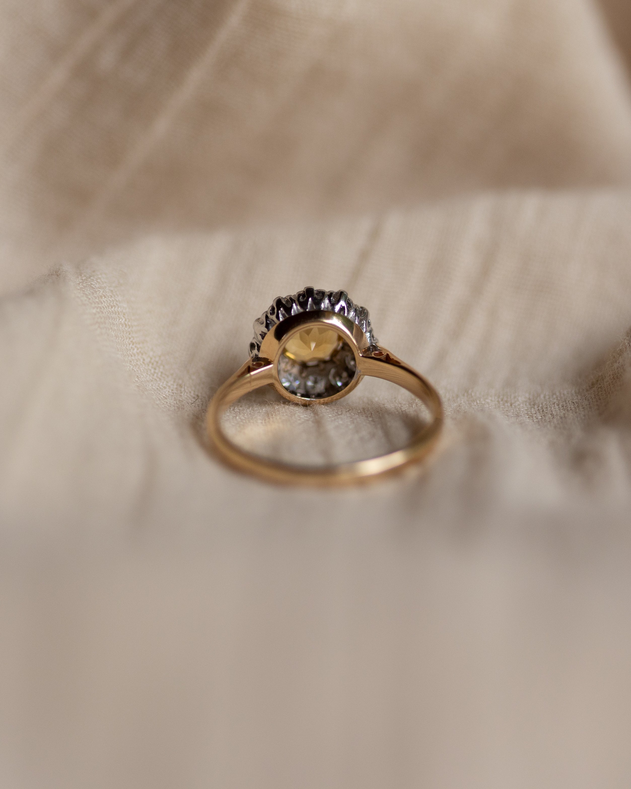Lydia Vintage 18ct Gold Citrine & Diamond Cluster Ring
