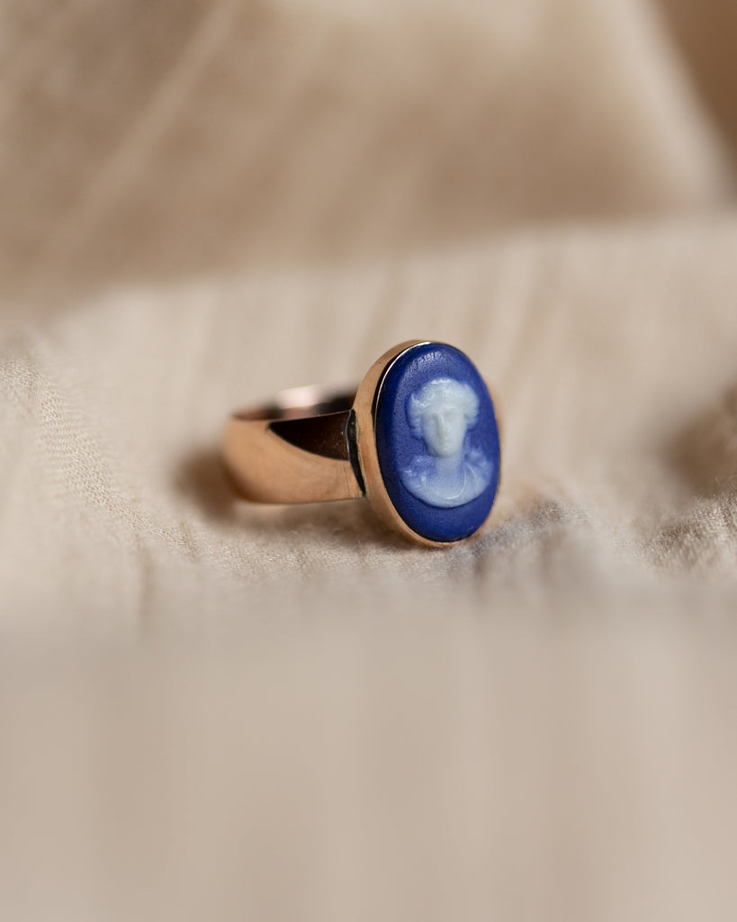 Berthilde 1908 Antique 9ct Gold Wedgwood Cameo Ring