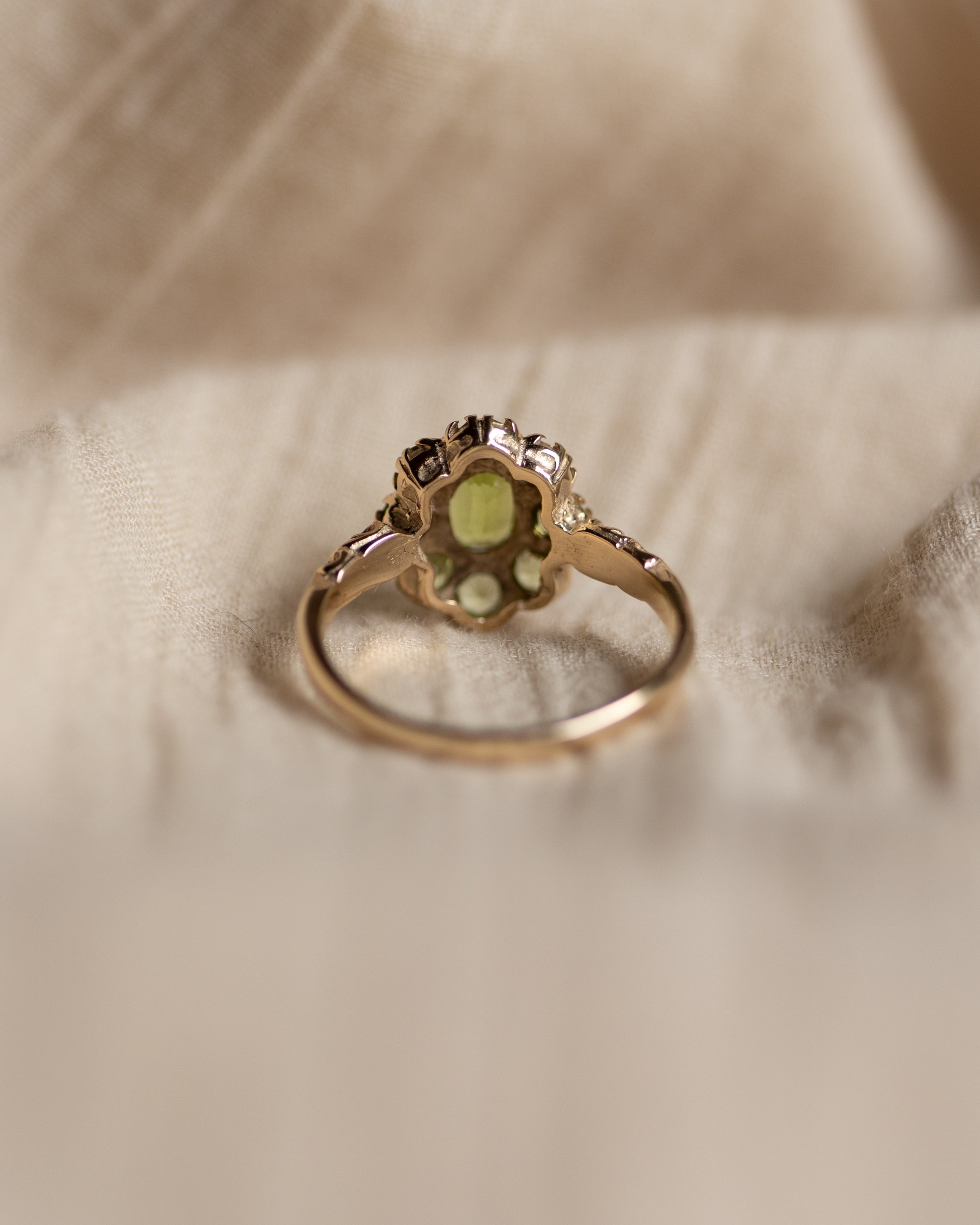 Rachele 1976 Vintage 9ct Gold Peridot Cluster Ring