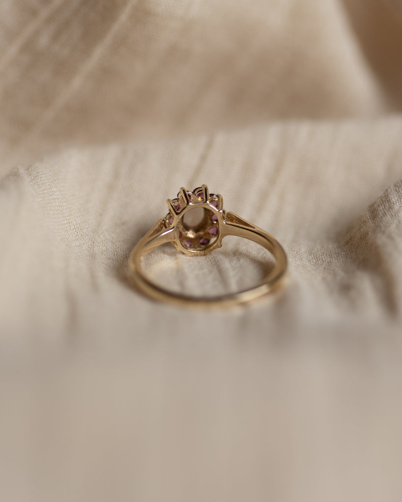 Gilda 1973 Vintage 9ct Gold Opal & Pink Topaz Cluster Ring