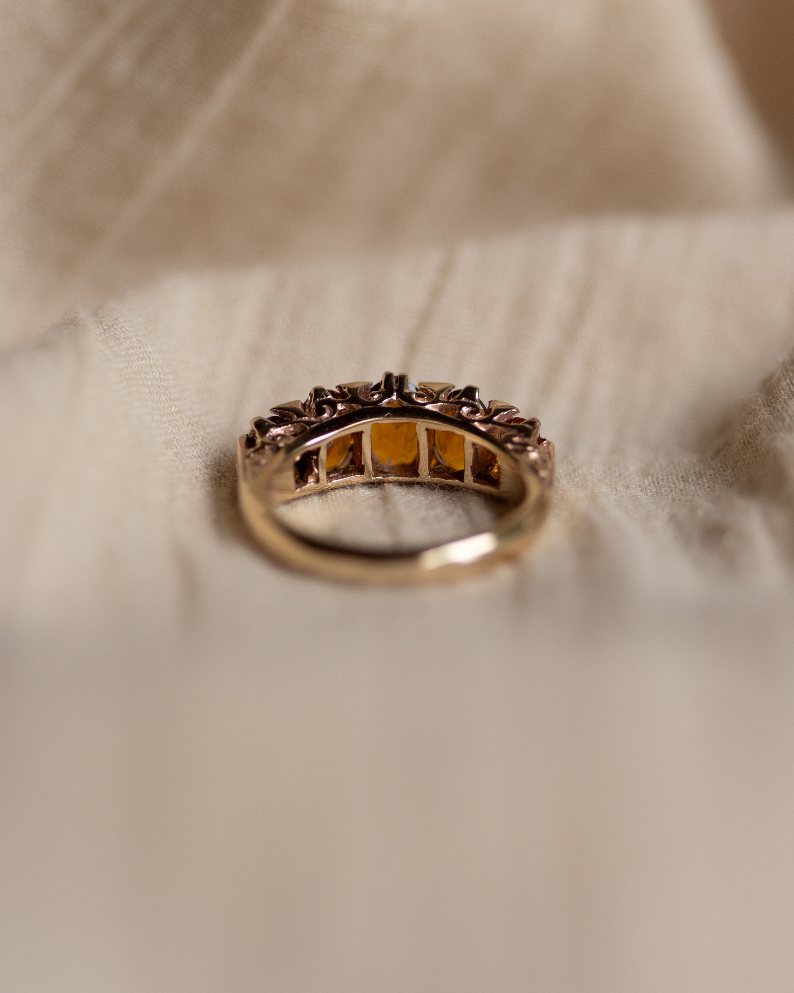 Josette 1972 Vintage 9ct Gold Citrine Five Stone Ring