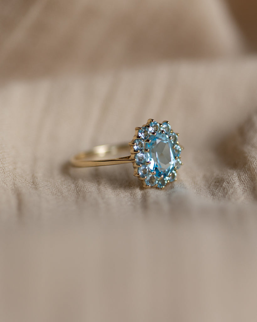 Elise Vintage 9ct Gold Topaz Cluster Ring