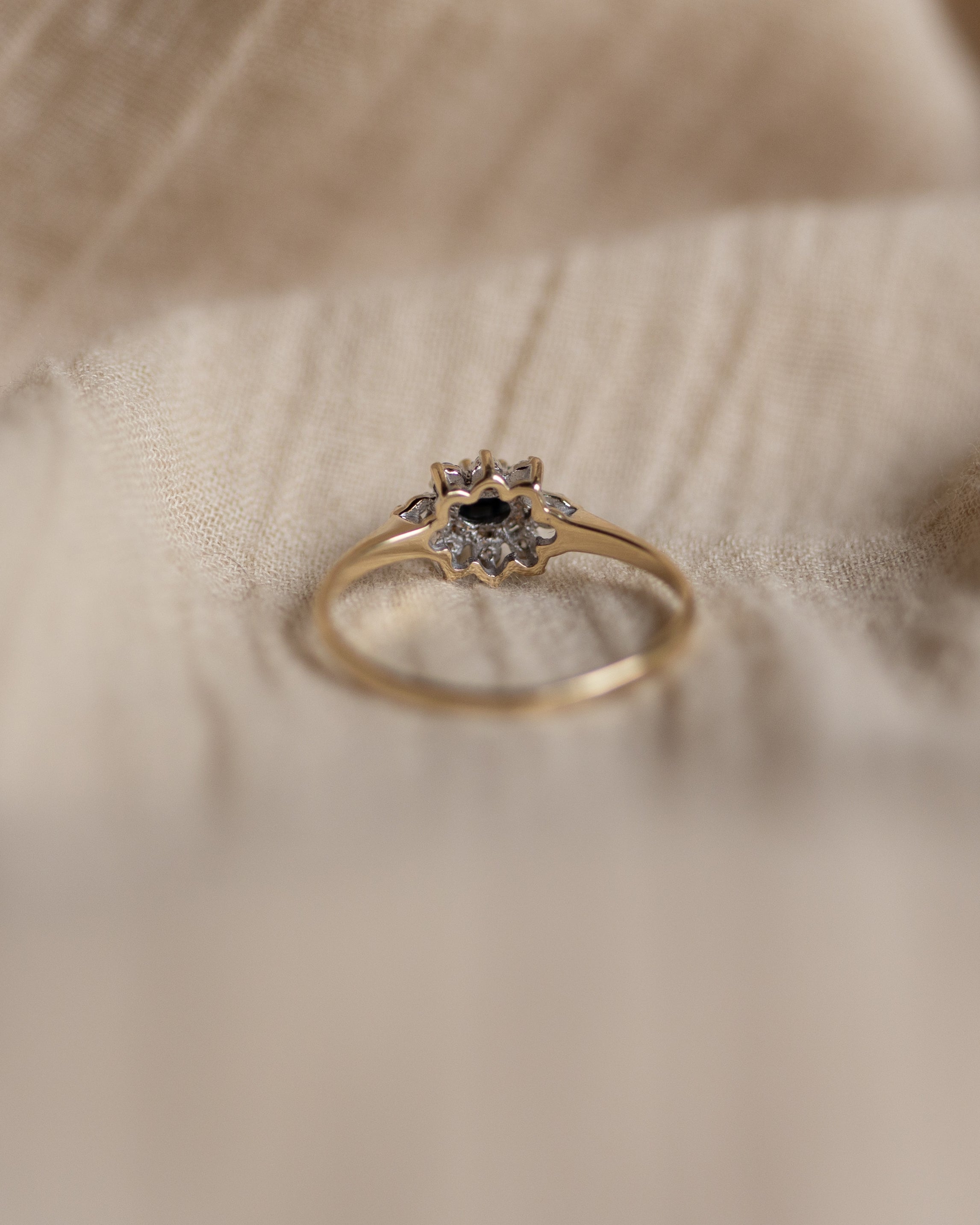 Edithe 1983 Vintage 9ct Gold Sapphire & Diamond Cluster Ring