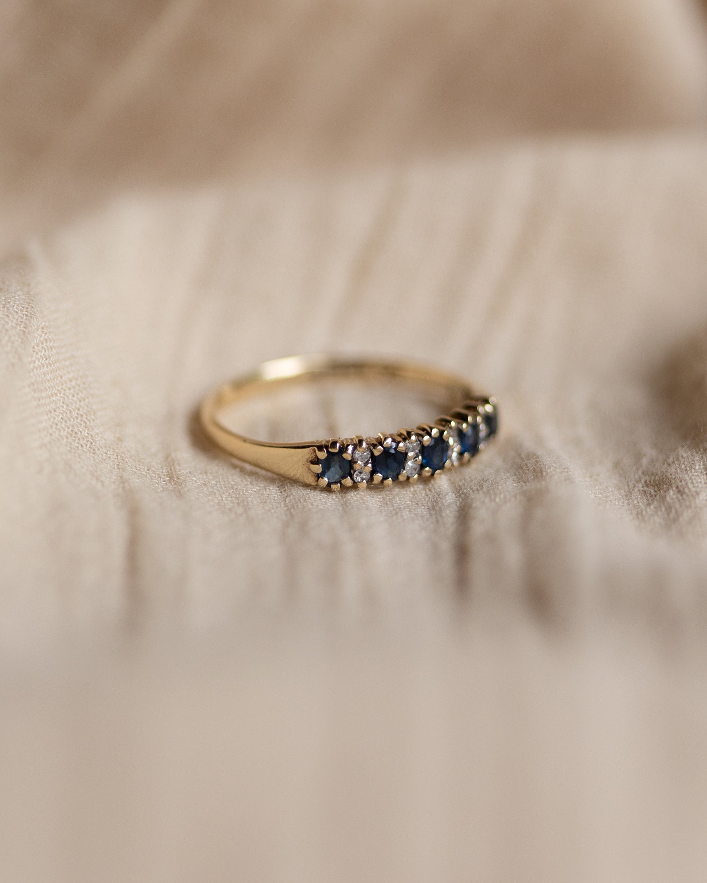 Lucia Vintage 9ct Gold Topaz & Diamond Half Eternity Ring