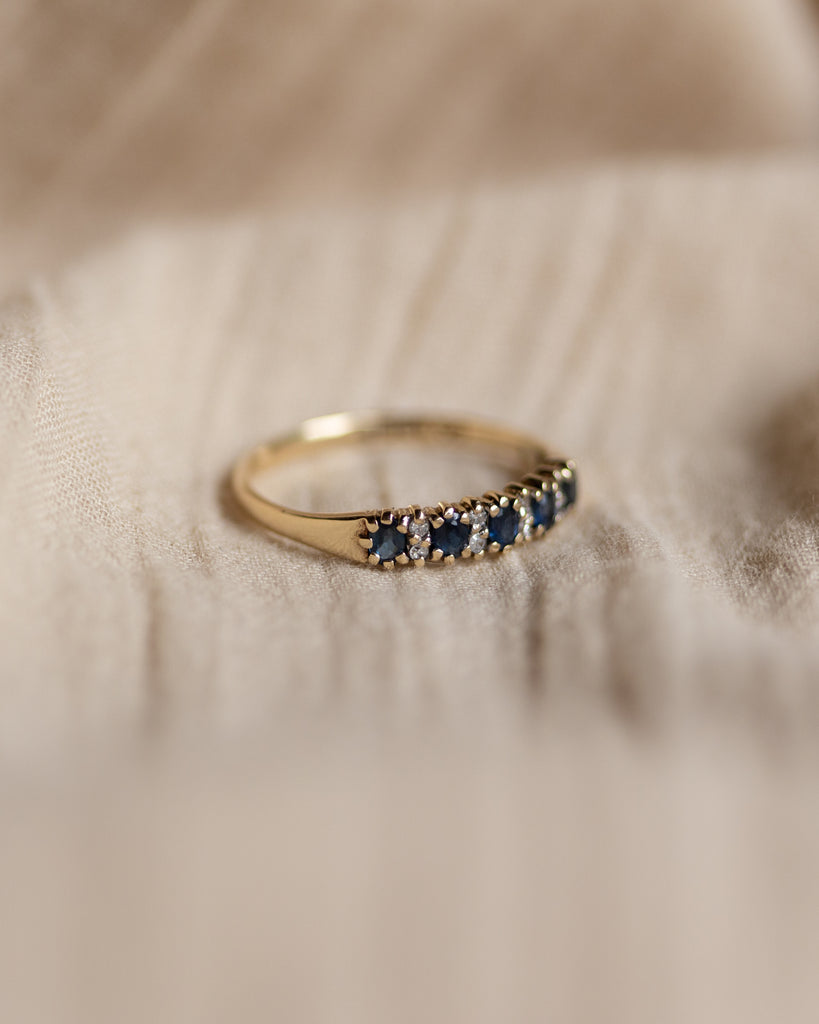 Lucia Vintage 9ct Gold Topaz & Diamond Half Eternity Ring