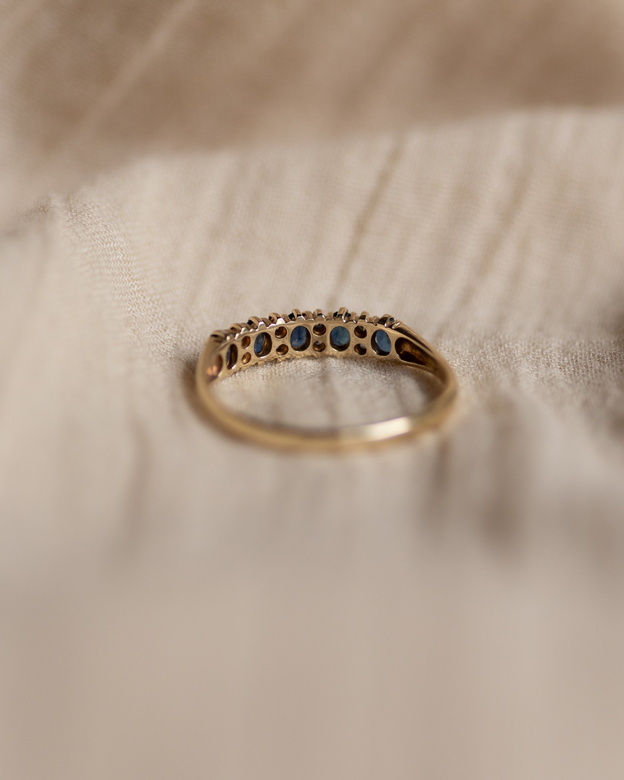 Lucia Vintage 9ct Gold Topaz & Diamond Half Eternity Ring