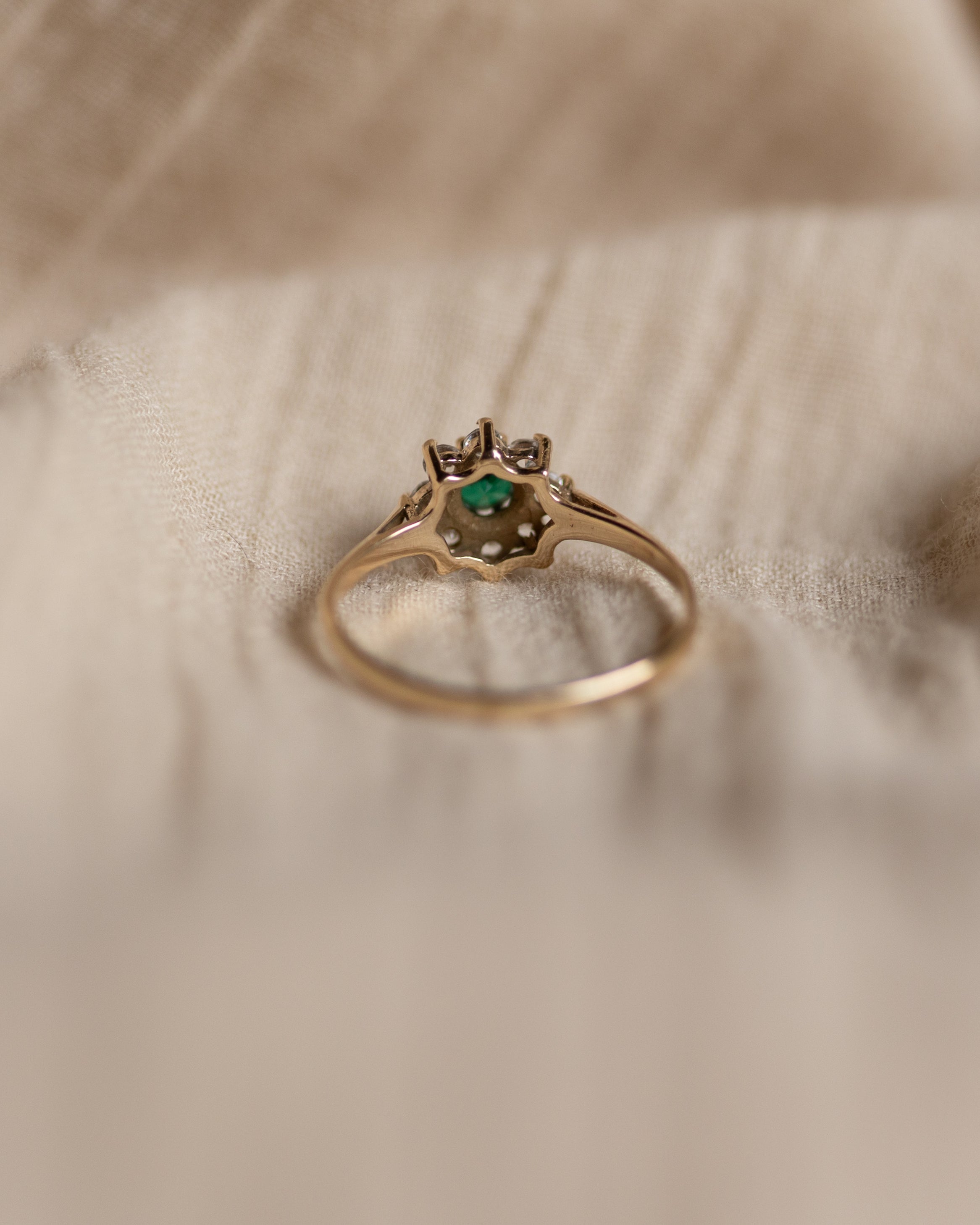 Lily 1977 Vintage 9ct Gold Tsavorite & CZ Cluster Ring