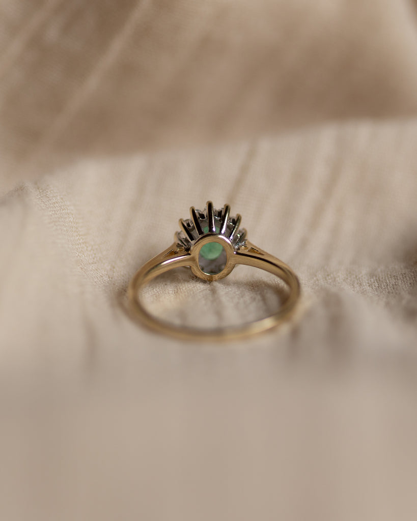 Marilis Vintage 9ct Gold Emerald & Diamond Cluster Ring
