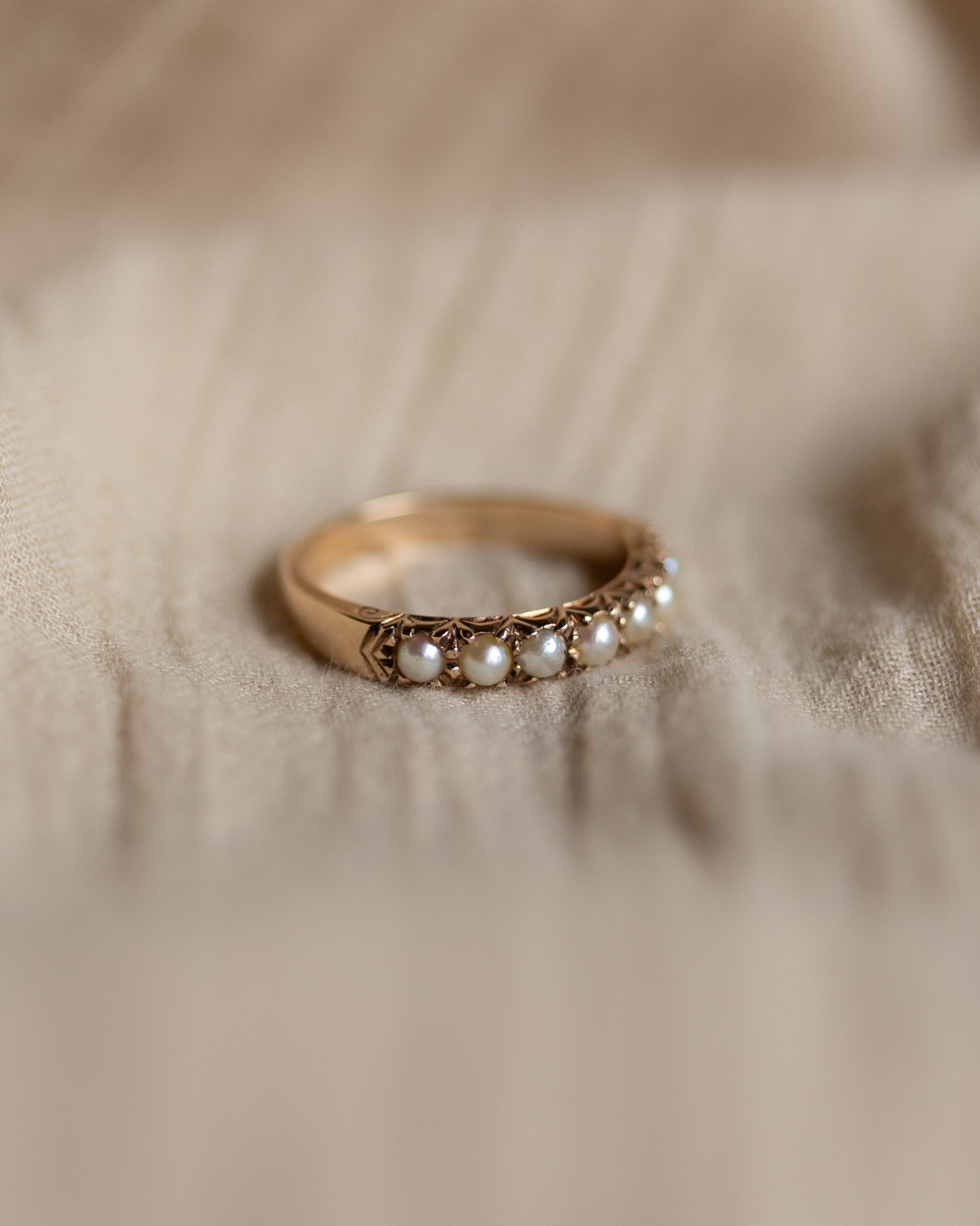 Emme Vintage 9ct Gold Pearl Half Eternity Ring