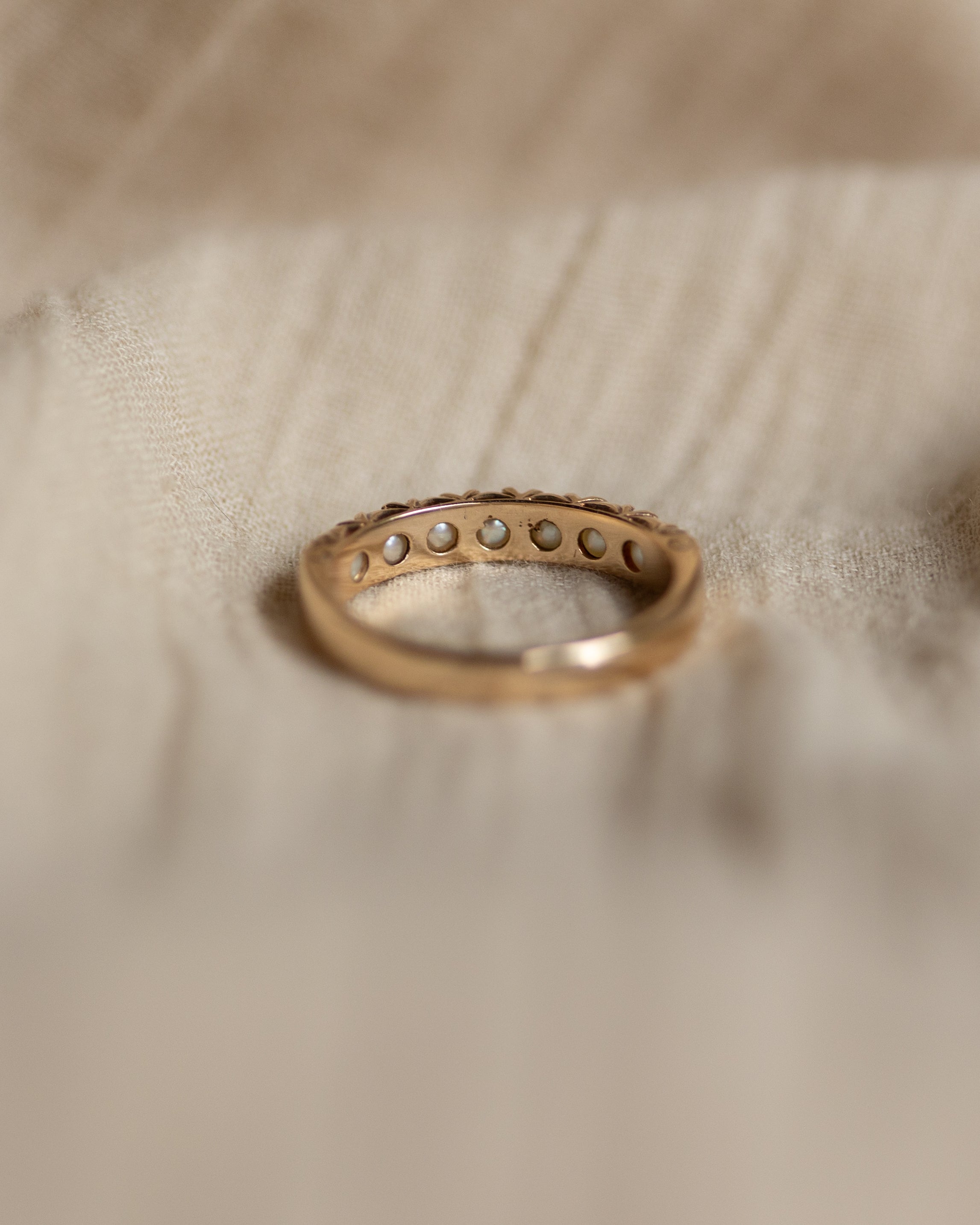 Emme Vintage 9ct Gold Pearl Half Eternity Ring
