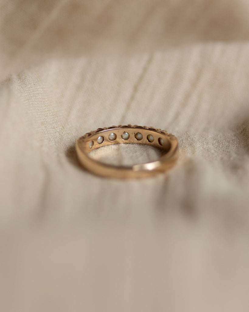 Emme Vintage 9ct Gold Pearl Half Eternity Ring