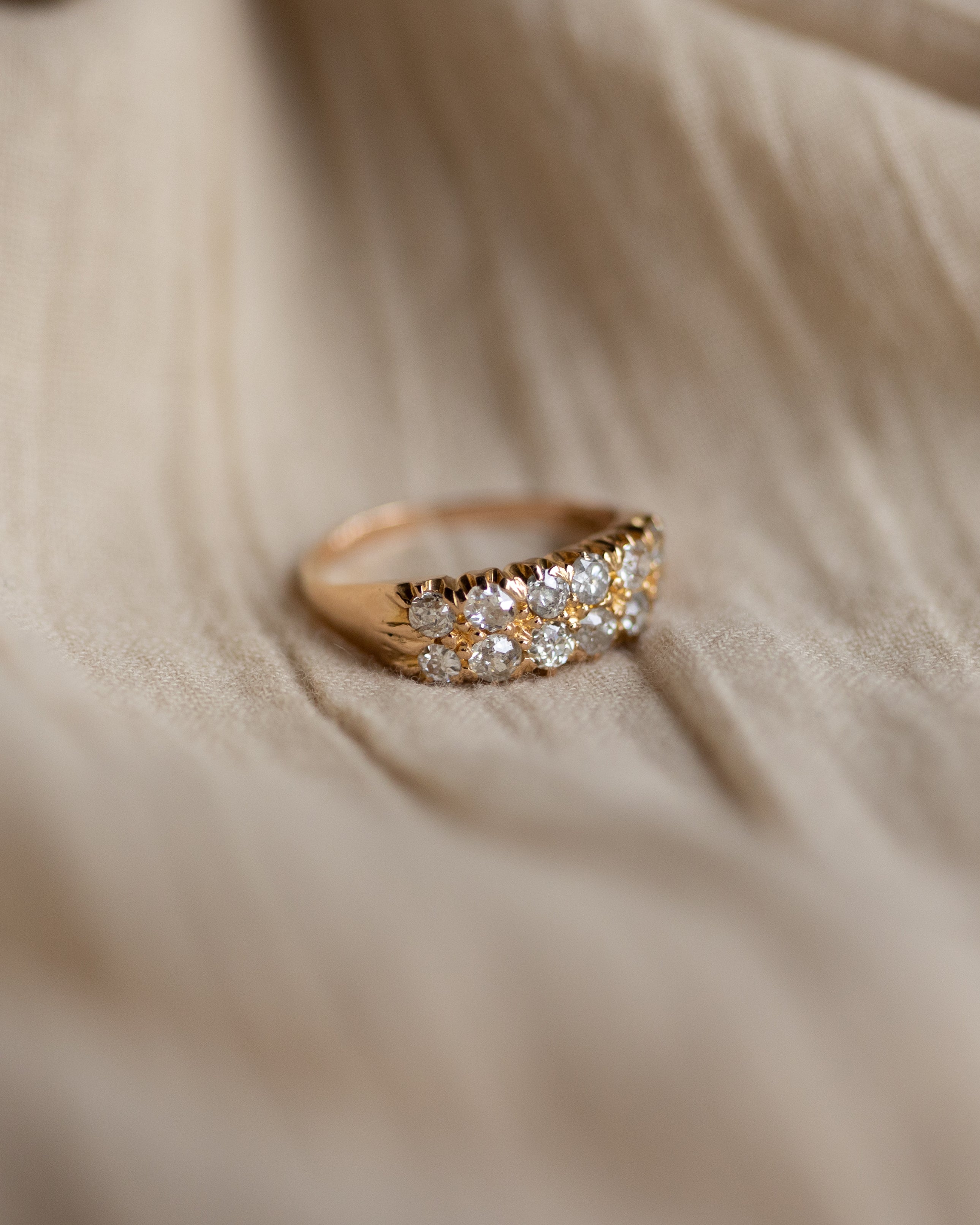 Alma Antique 18ct Gold Diamond Two Row Ring