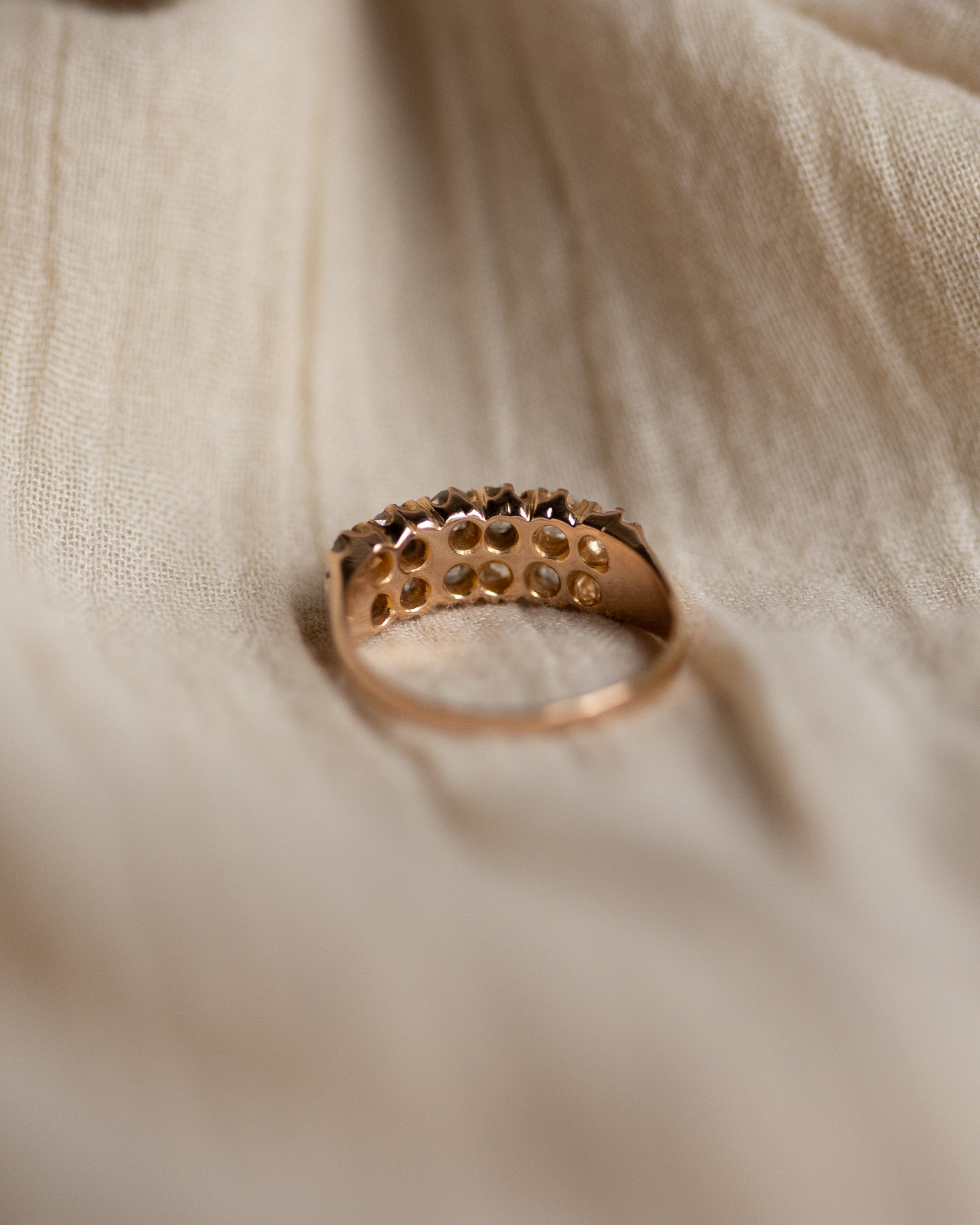 Alma Antique 18ct Gold Diamond Two Row Ring