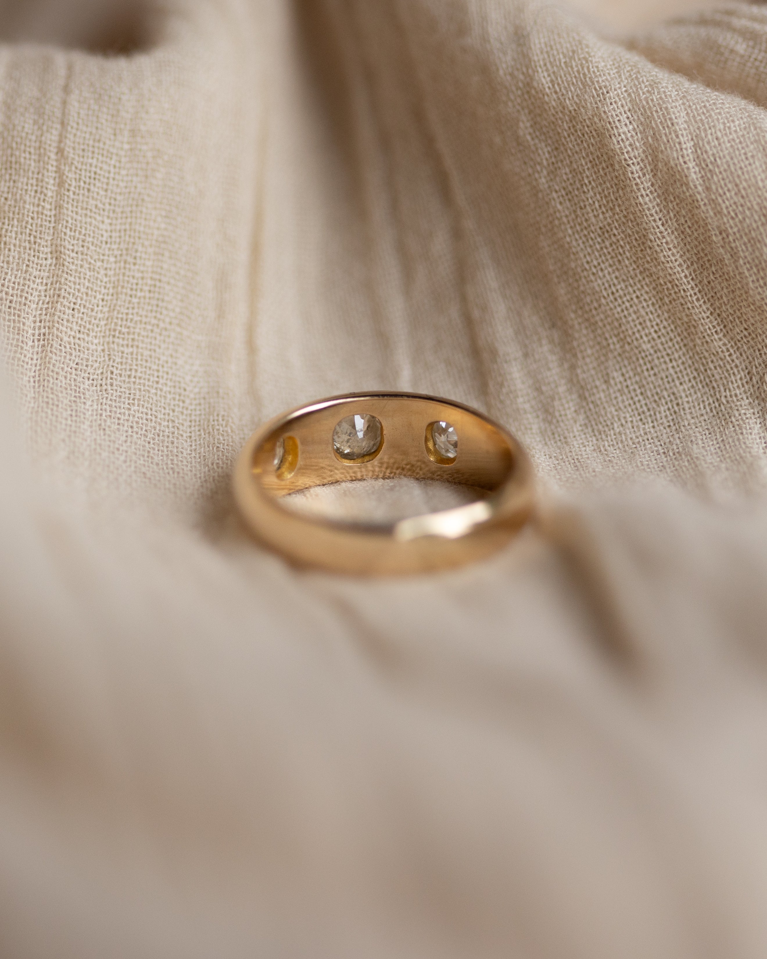 Margery Antique 18ct Gold Star Set Diamond Trilogy Ring