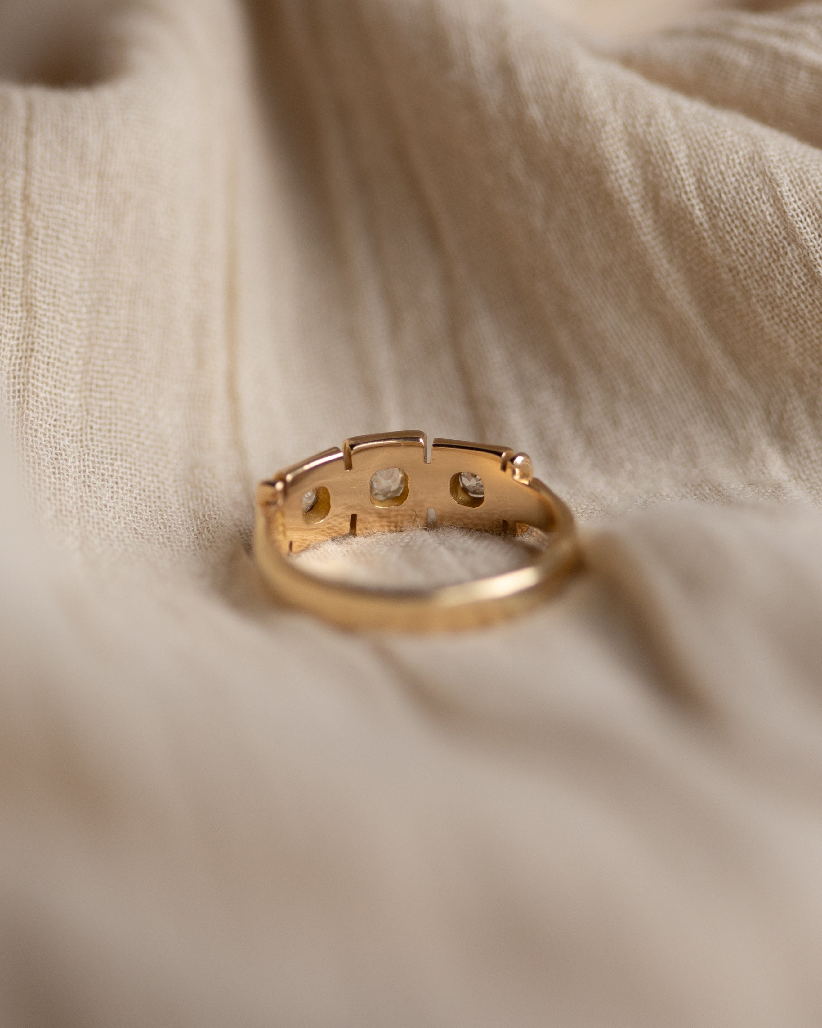 Audrey Antique 18ct Gold Star Set Diamond Trilogy Ring
