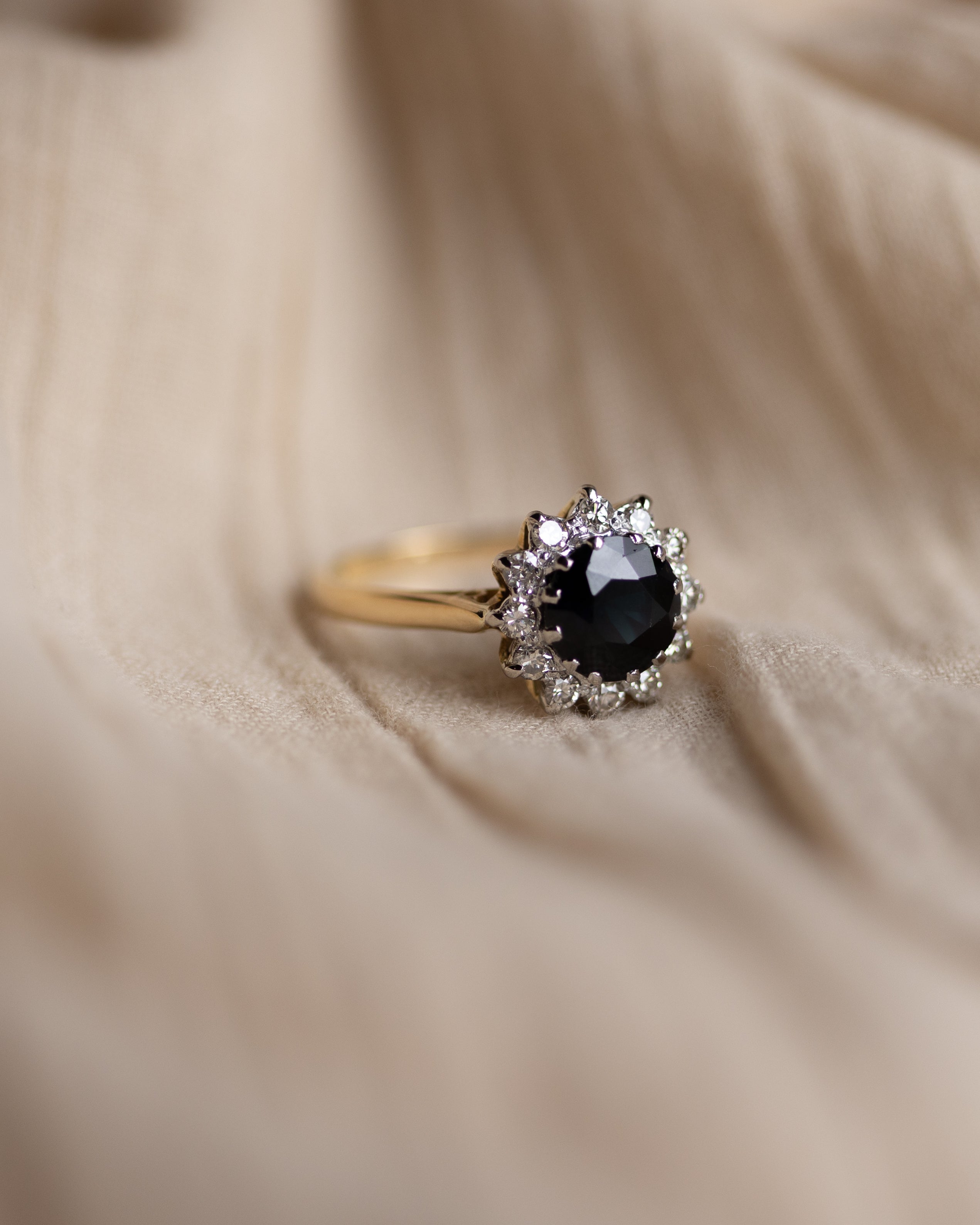 Elena Vintage 18ct Gold Sapphire & Diamond Cluster Ring
