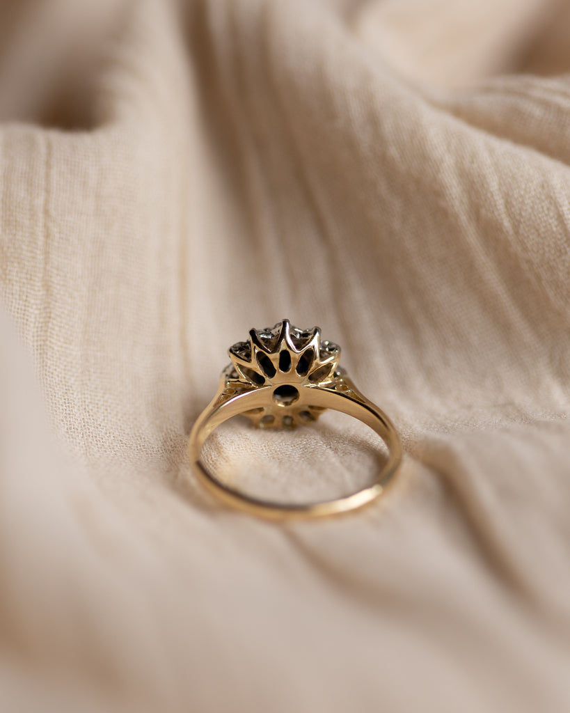 Elena Vintage 18ct Gold Sapphire & Diamond Cluster Ring