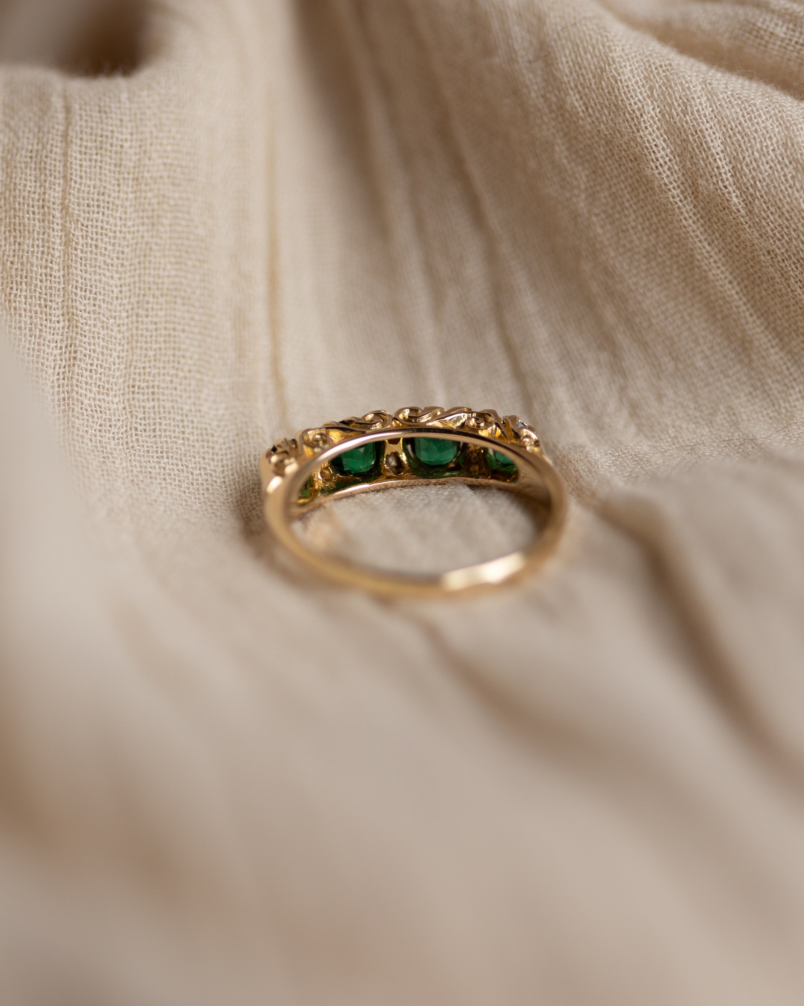Virginia 1904 Antique Edwardian 18ct Gold Emerald & Diamond Ring