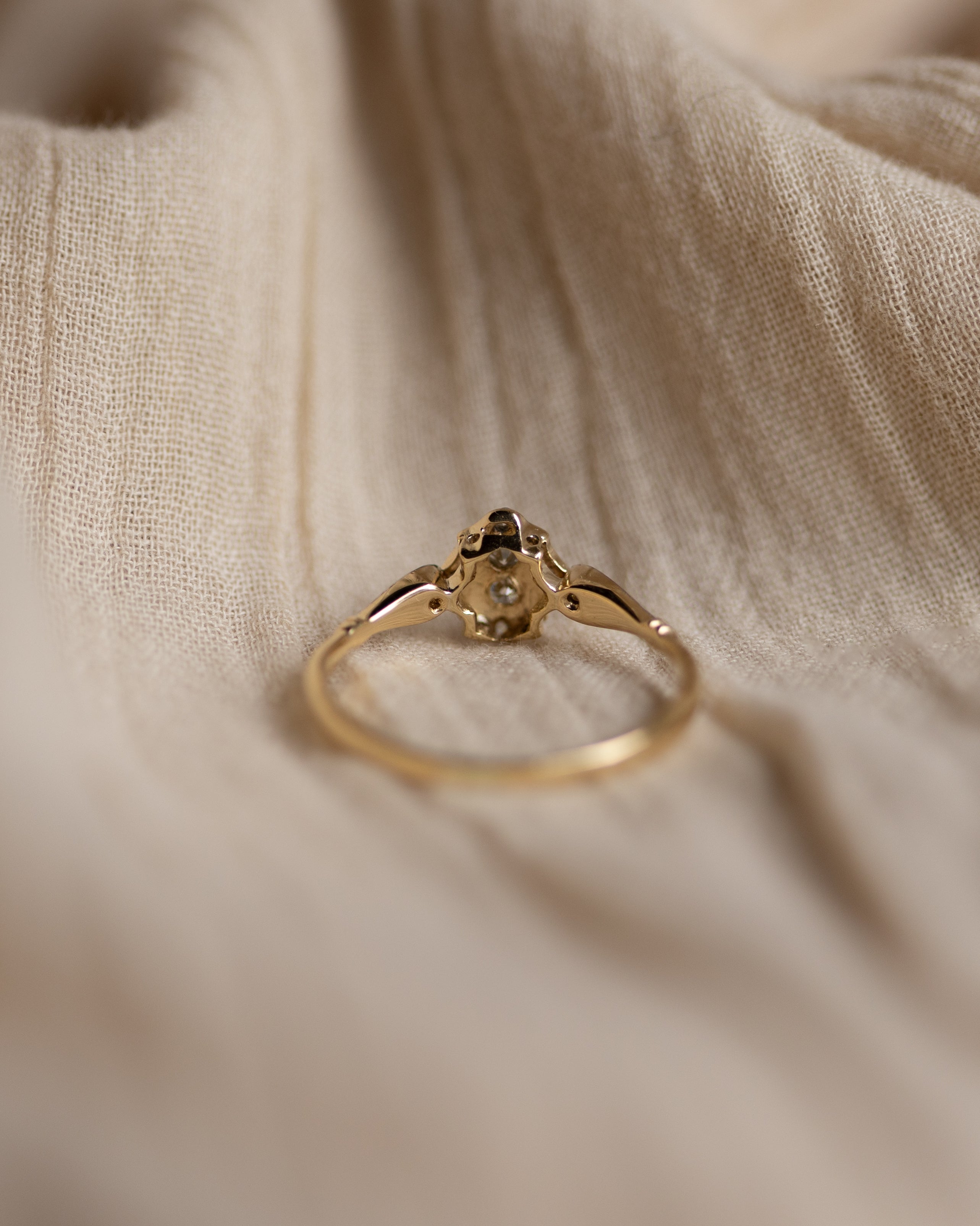 Edeline Antique Art Deco 18ct Gold Diamond Panel Ring