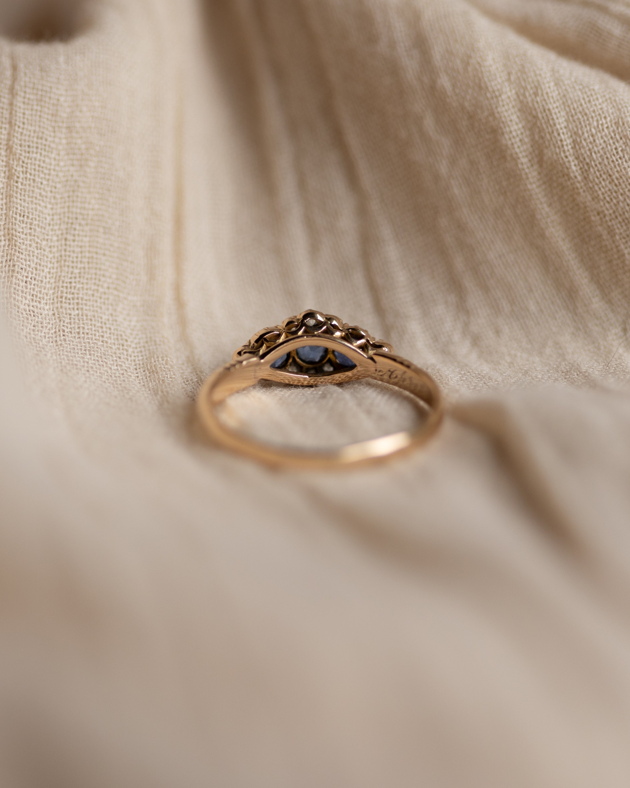 Winifred 1897 Antique 18ct Gold Sapphire & Diamond Cluster Ring