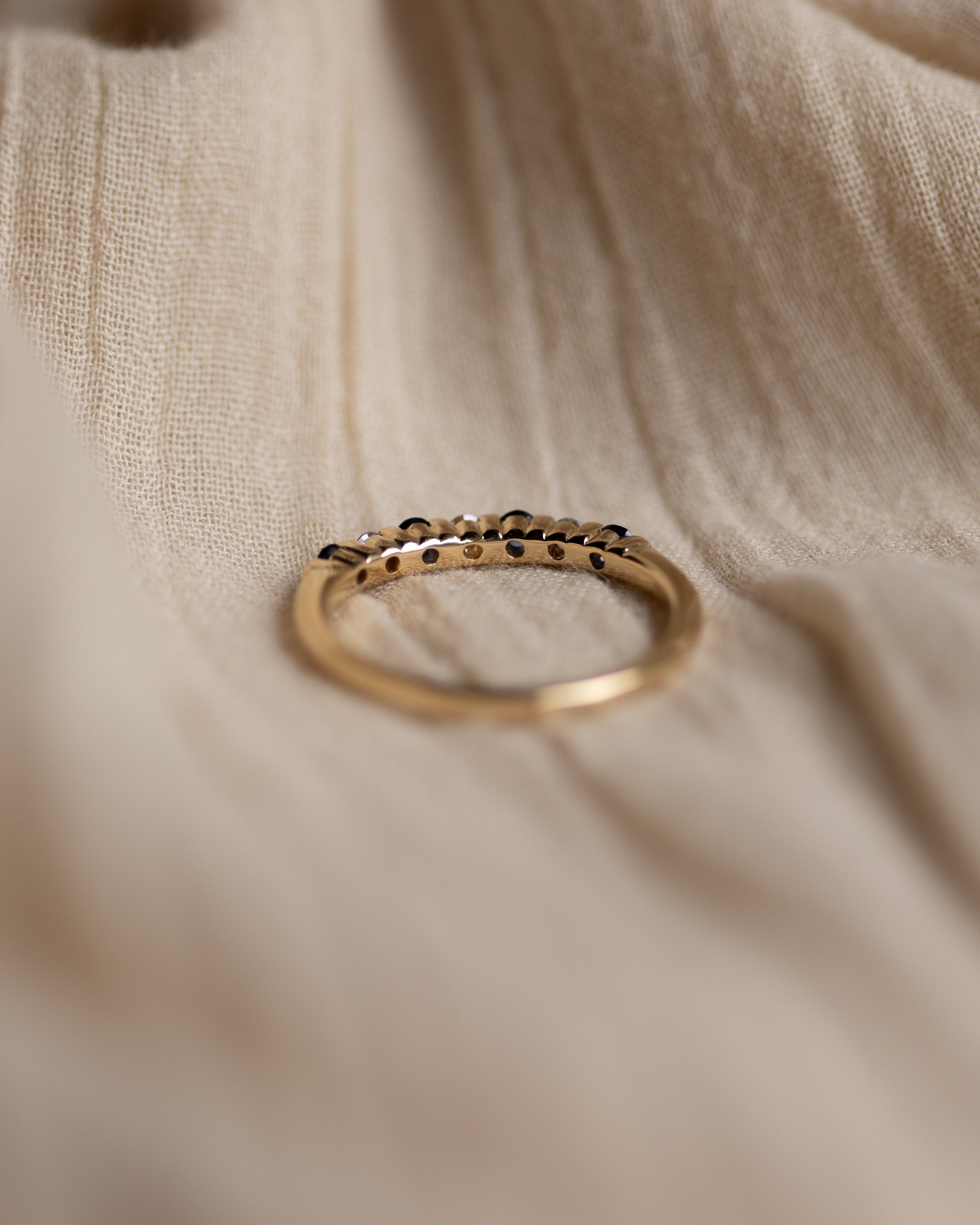 Josephine Vintage 18ct Gold Sapphire & Diamond Half Eternity Ring
