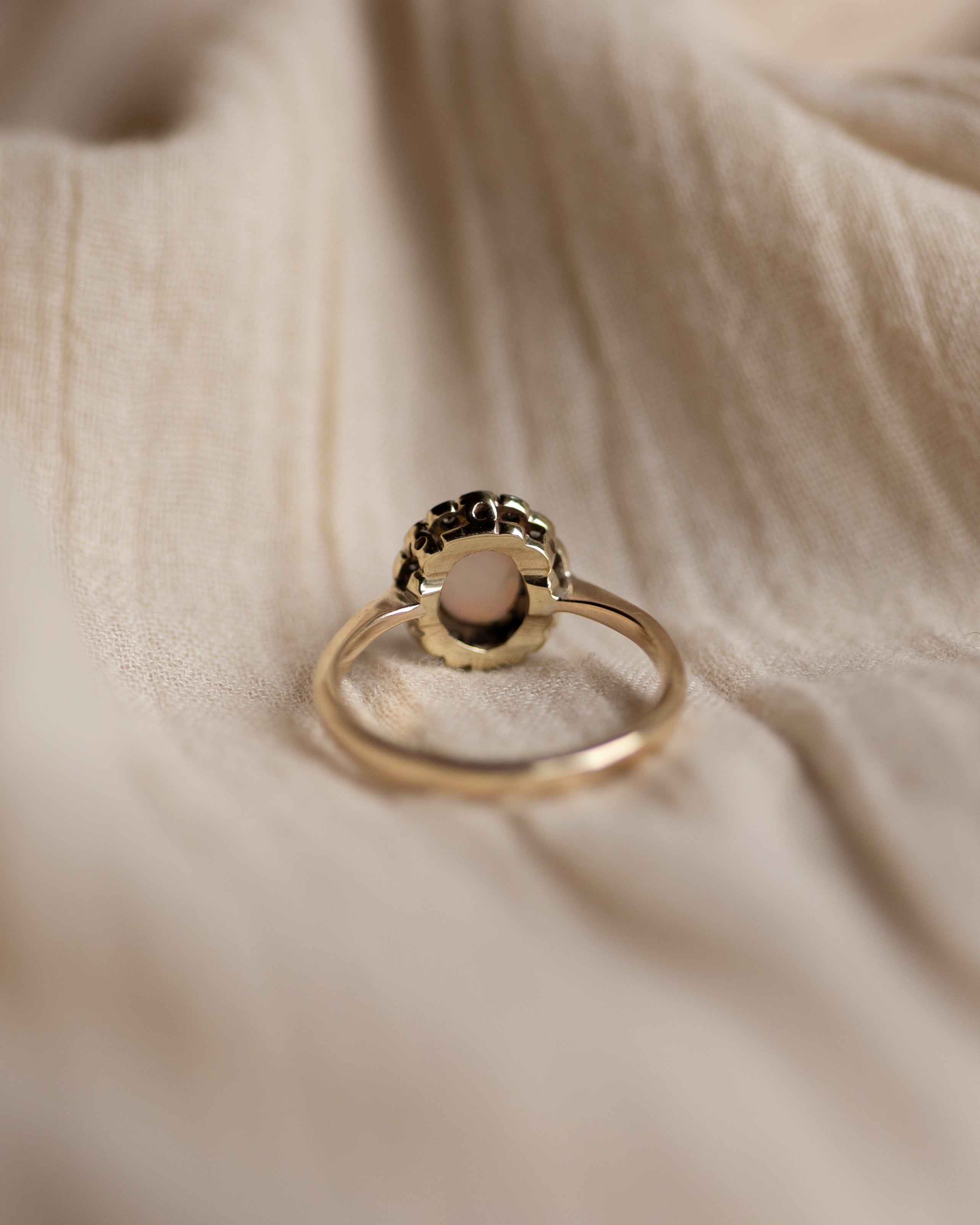 Sybil Antique 15ct Gold Opal & Diamond Cluster Ring