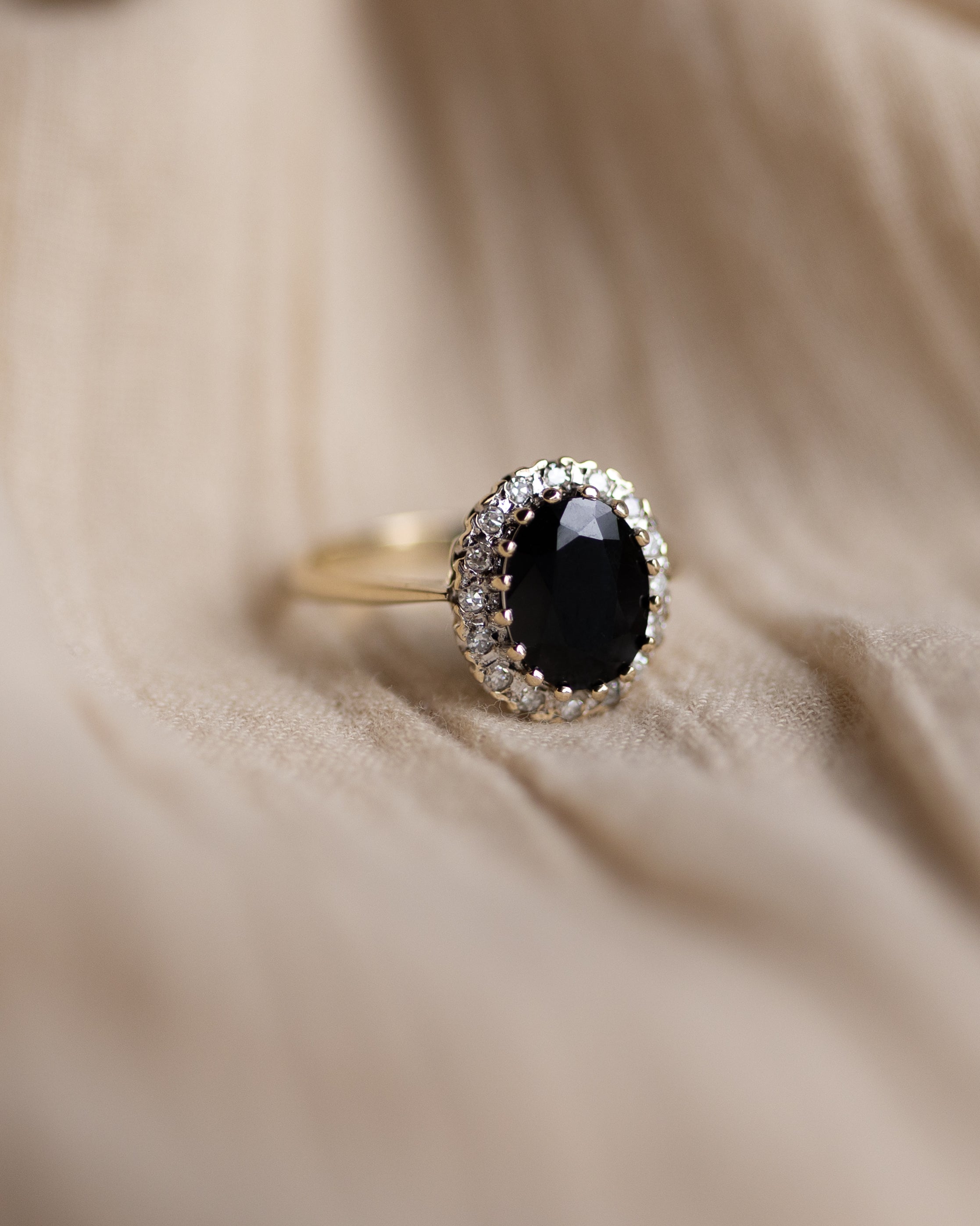 Cicily 1987 Vintage 9ct Gold Sapphire & Diamond Cluster Ring