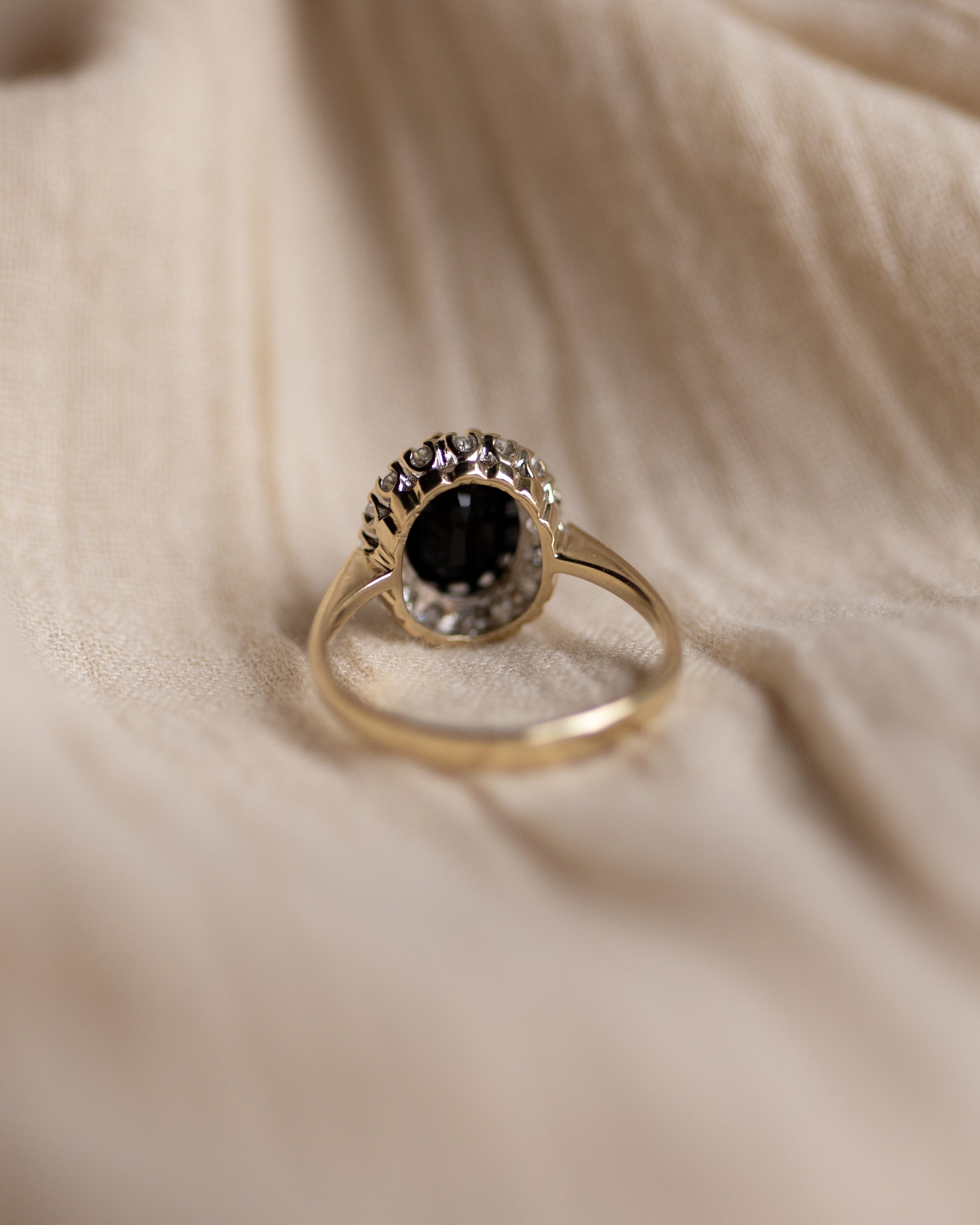 Cicily 1987 Vintage 9ct Gold Sapphire & Diamond Cluster Ring