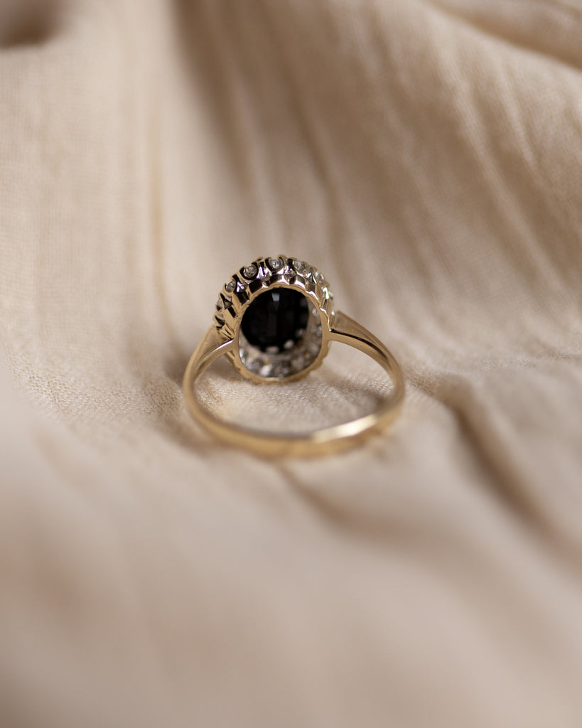 Cicily 1987 Vintage 9ct Gold Sapphire & Diamond Cluster Ring