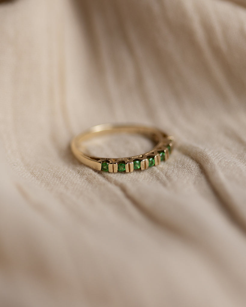 Georgia Vintage 9ct Gold Emerald Half Eternity Ring