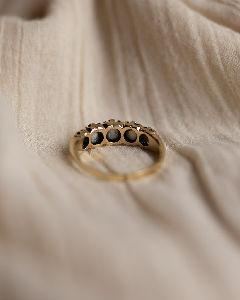 Thomasina Vintage 18ct Gold Pearl Five Stone Ring