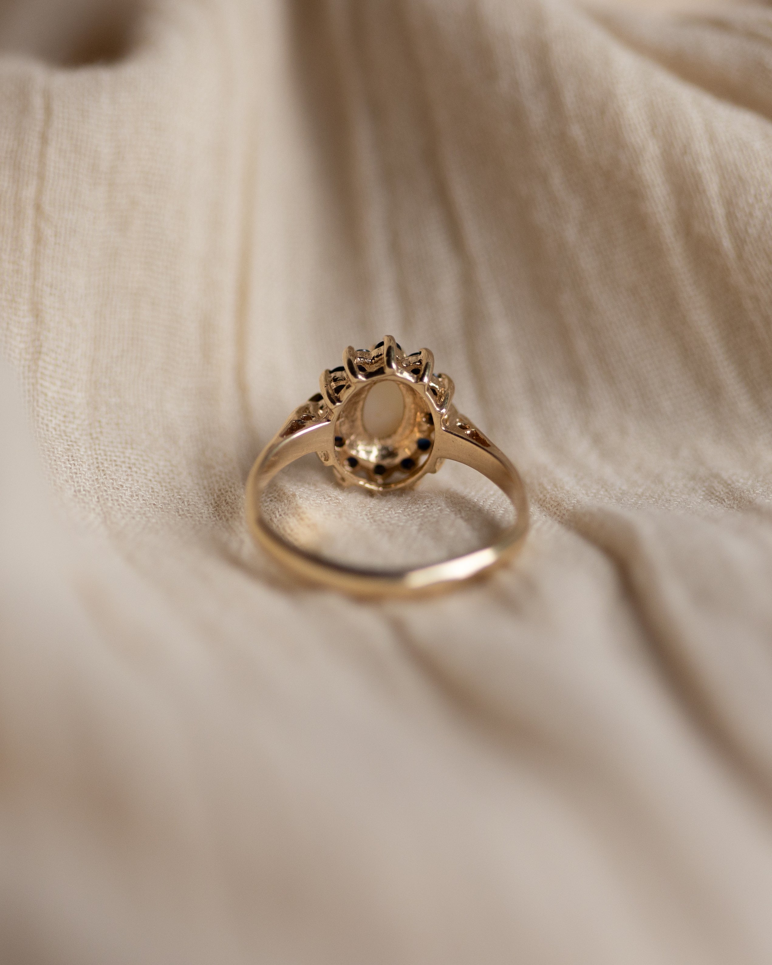 Valeria 1980 Vintage 9ct Gold Opal & Sapphire Cluster Ring