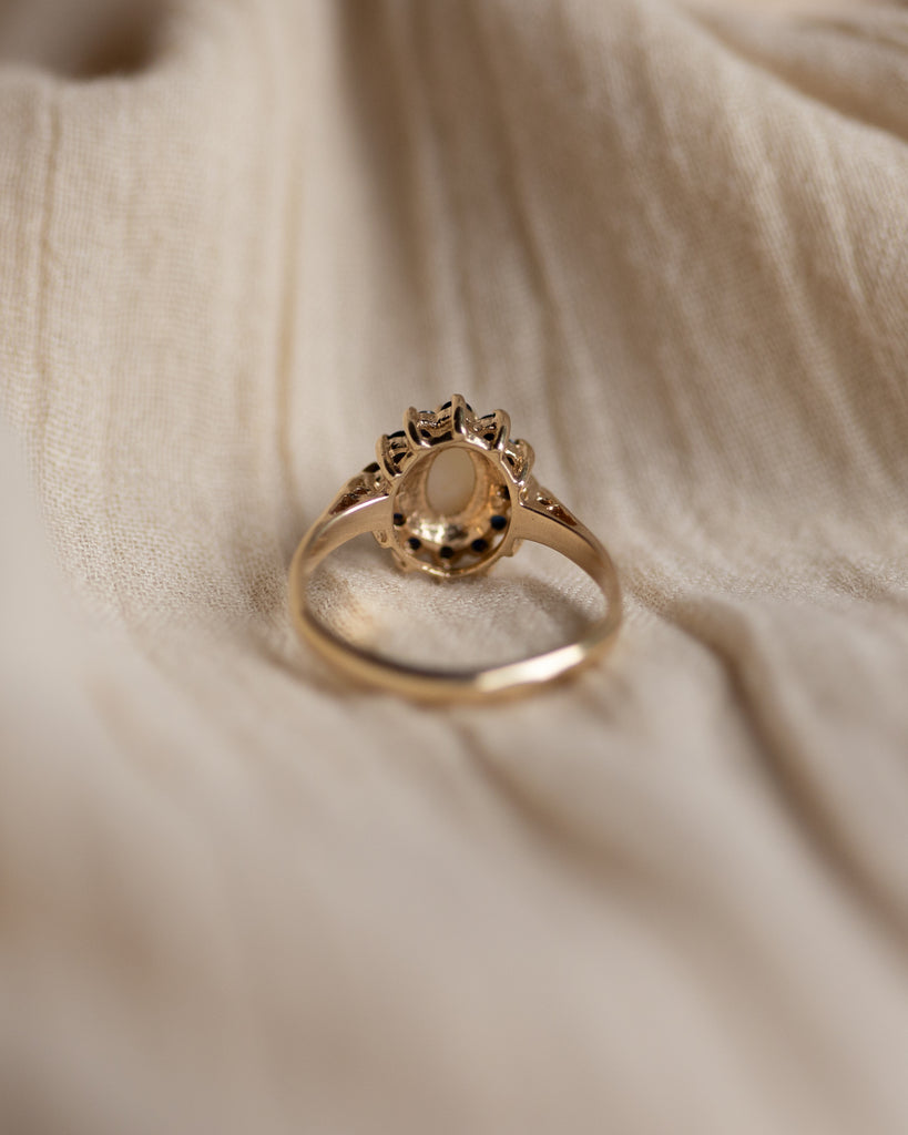 Valeria 1980 Vintage 9ct Gold Opal & Sapphire Cluster Ring