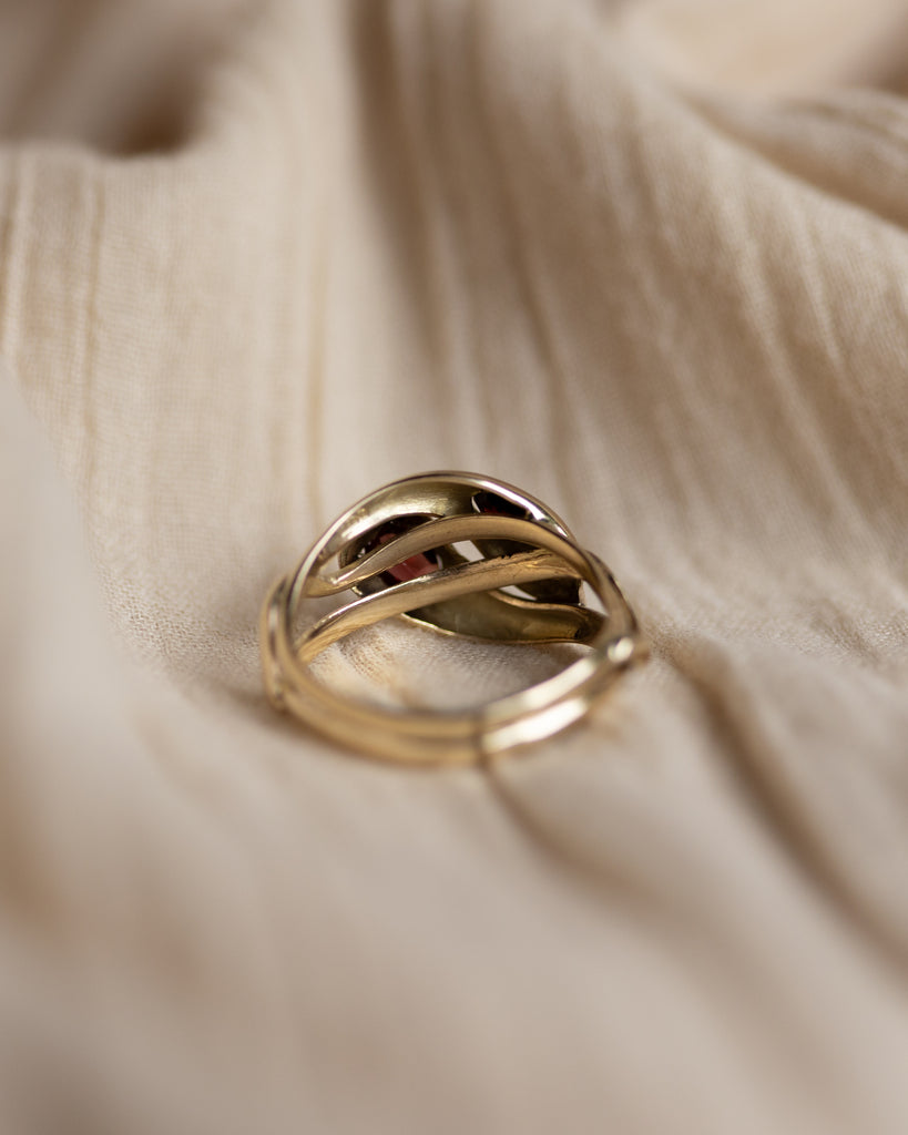 Myrtle 1864 Antique Victorian 9ct Gold Garnet Snake Ring