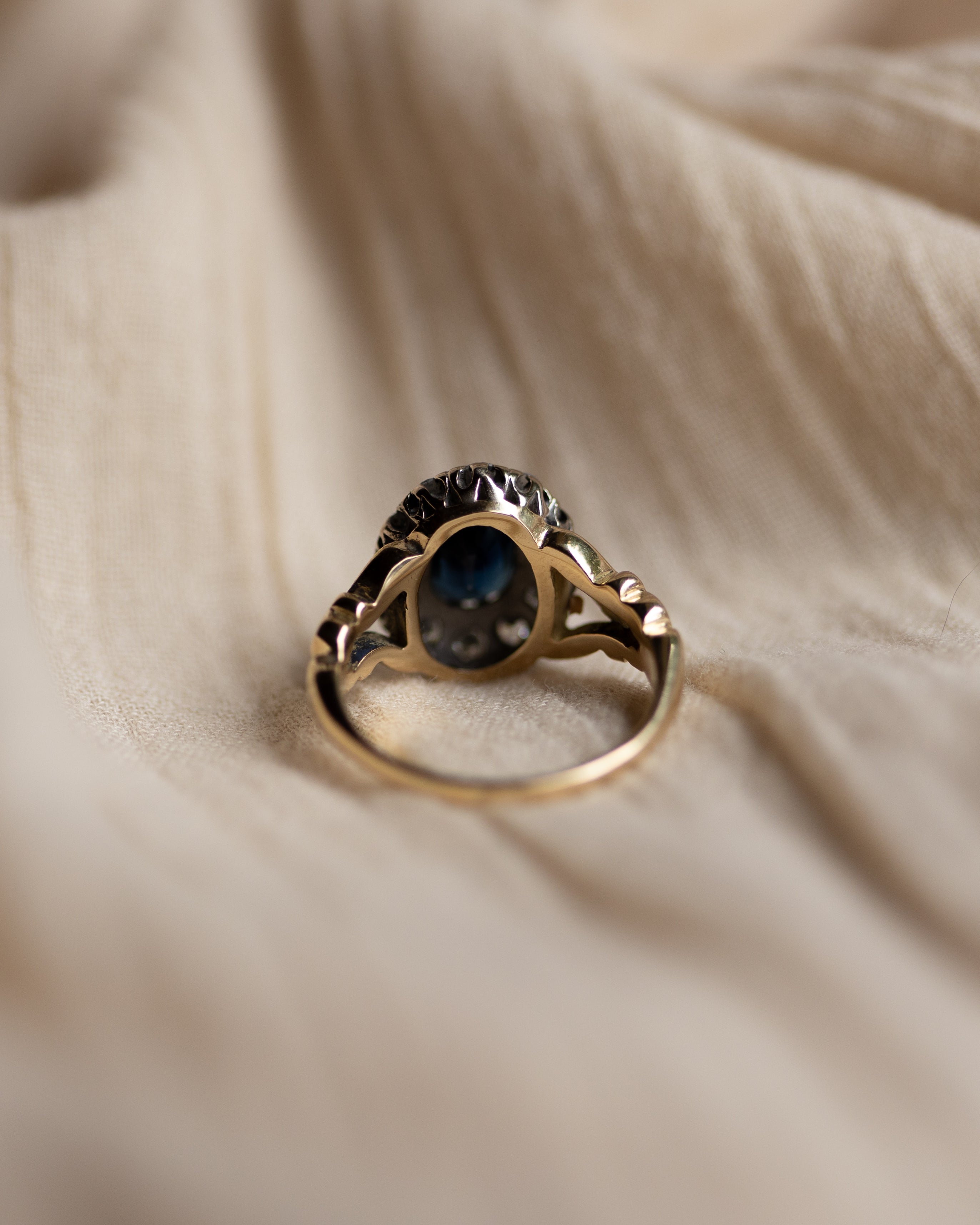 Greta 1958 Vintage 18ct Gold Sapphire & Diamond Cluster Ring