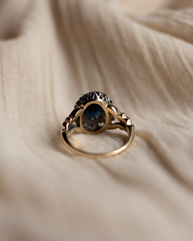 Greta 1958 Vintage 18ct Gold Sapphire & Diamond Cluster Ring