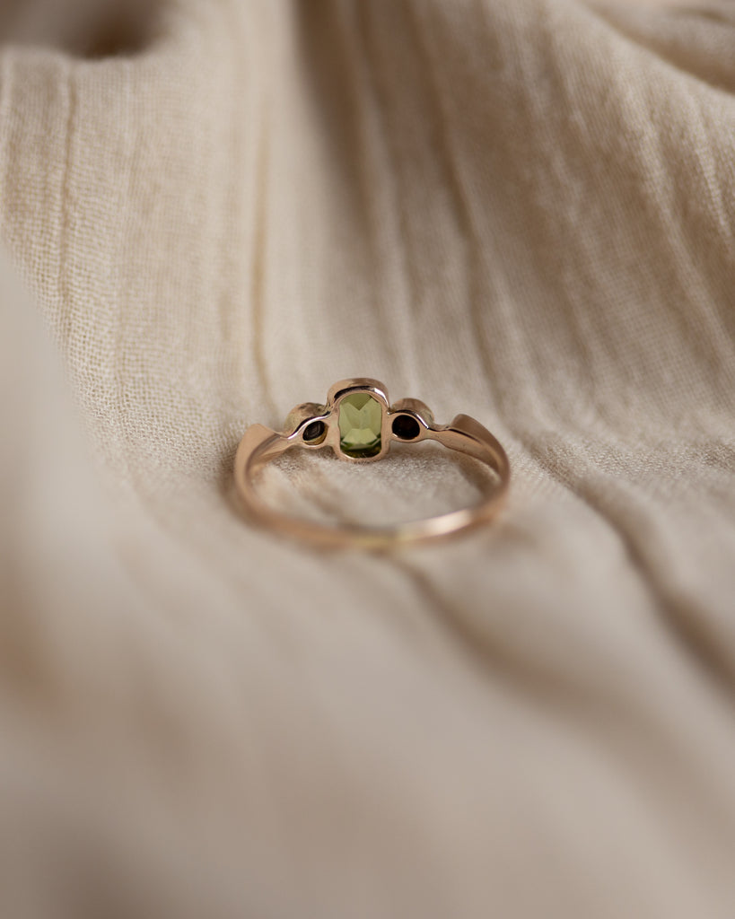 Madeline 1910 Antique 9ct Gold Peridot & Pearl Trilogy Ring