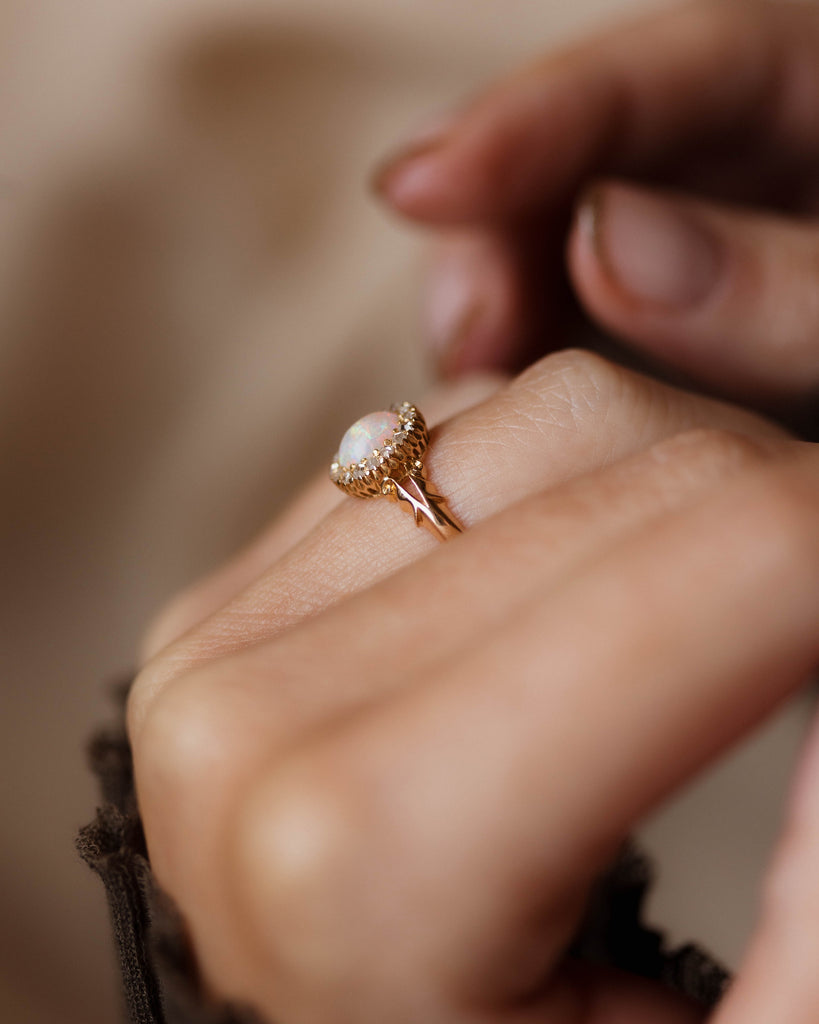 Ottilie 1902 Antique 18ct Gold Opal & Diamond Cluster Ring