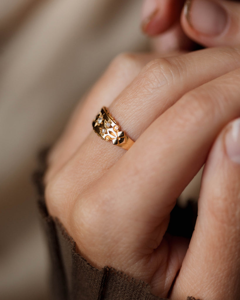 Mireille 1910 Antique 18ct Gold Star Set Diamond Ring