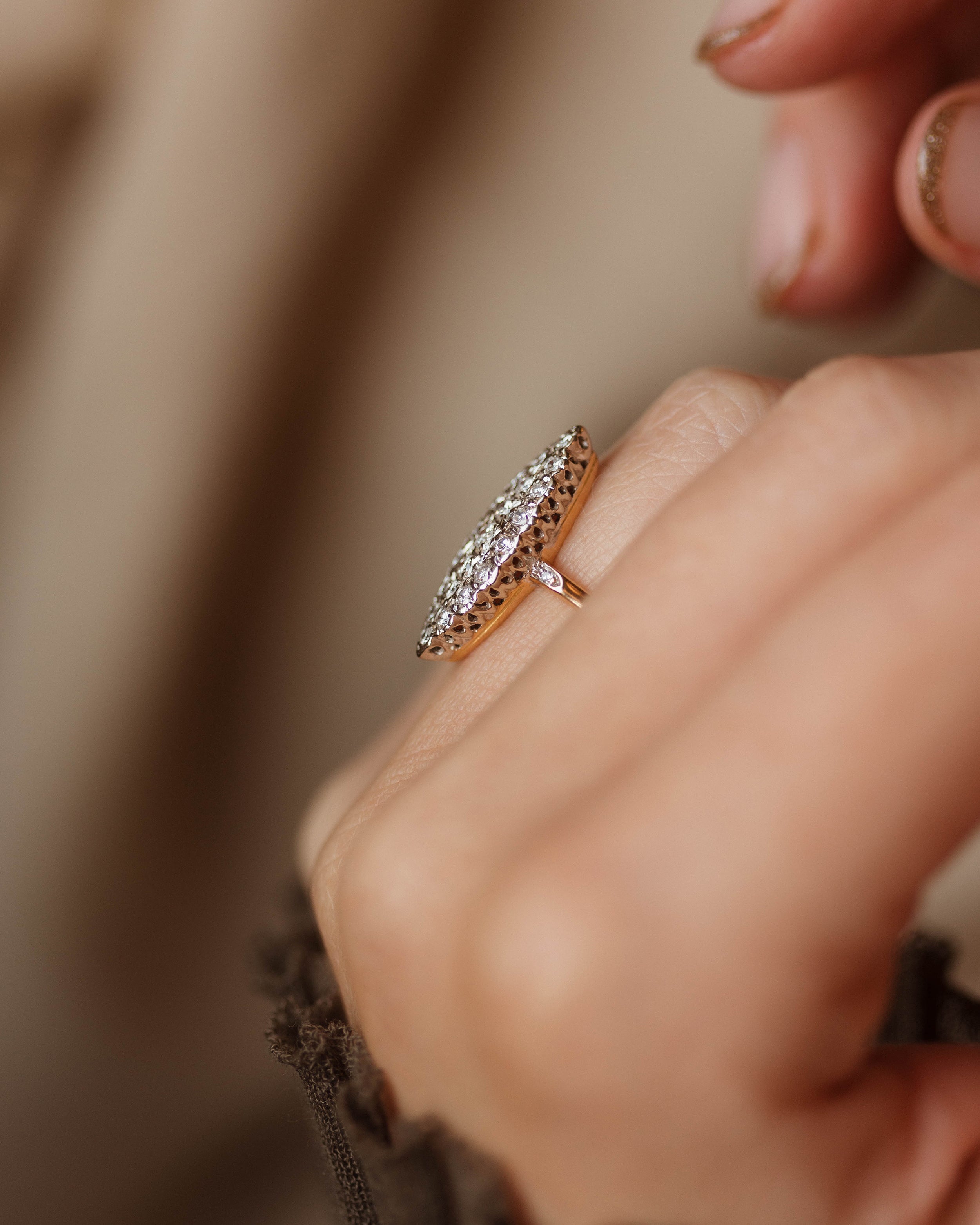 Valentina Vintage 18ct Gold Diamond Marquise Cluster Ring