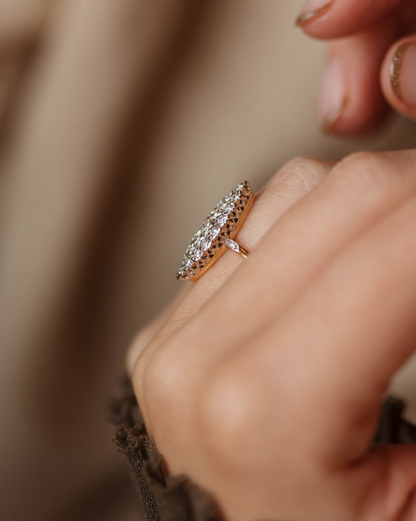 Valentina Vintage 18ct Gold Diamond Marquise Cluster Ring