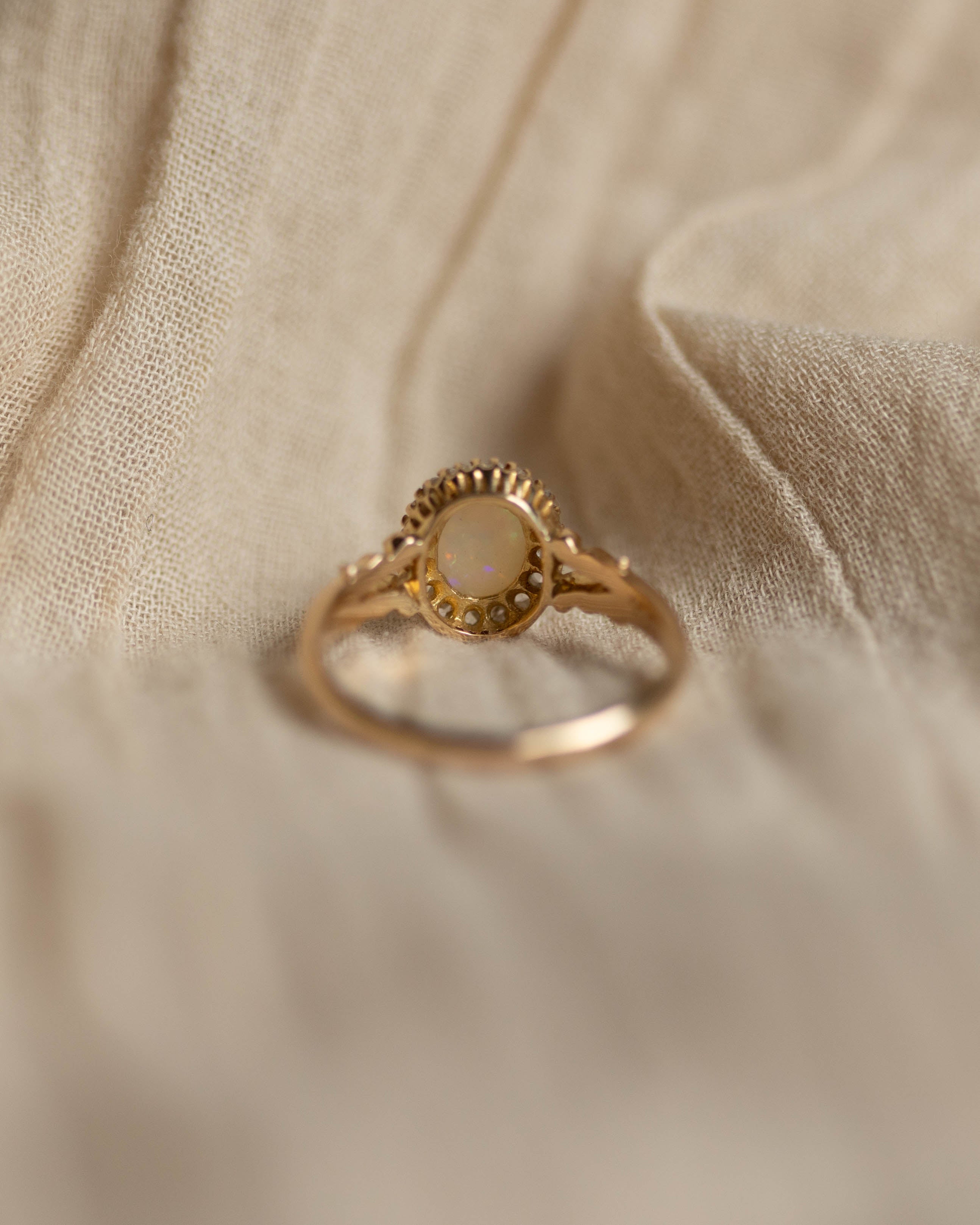 Ottilie 1902 Antique 18ct Gold Opal & Diamond Cluster Ring