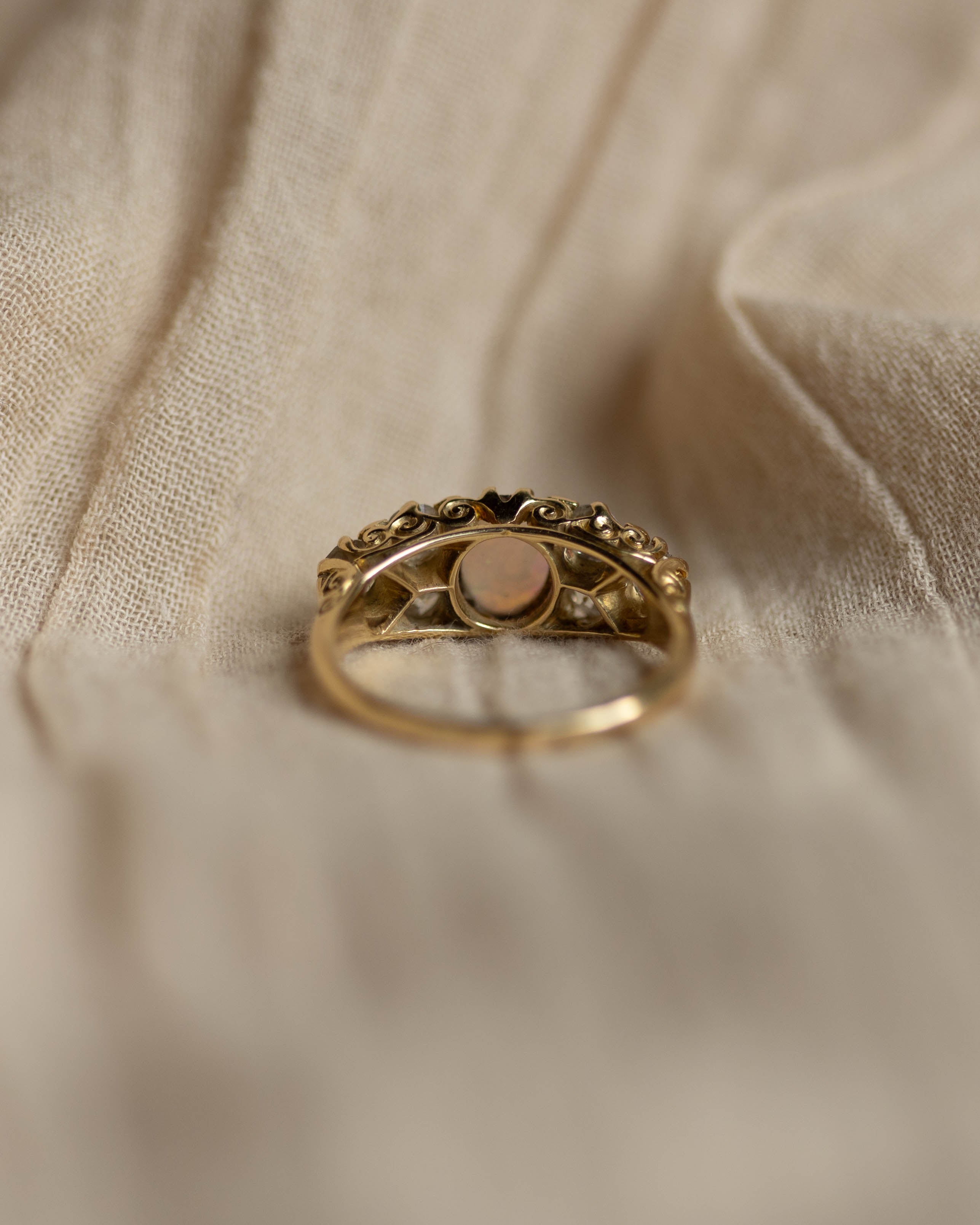 Mathilde Antique 18ct Gold Opal & Diamond Ring