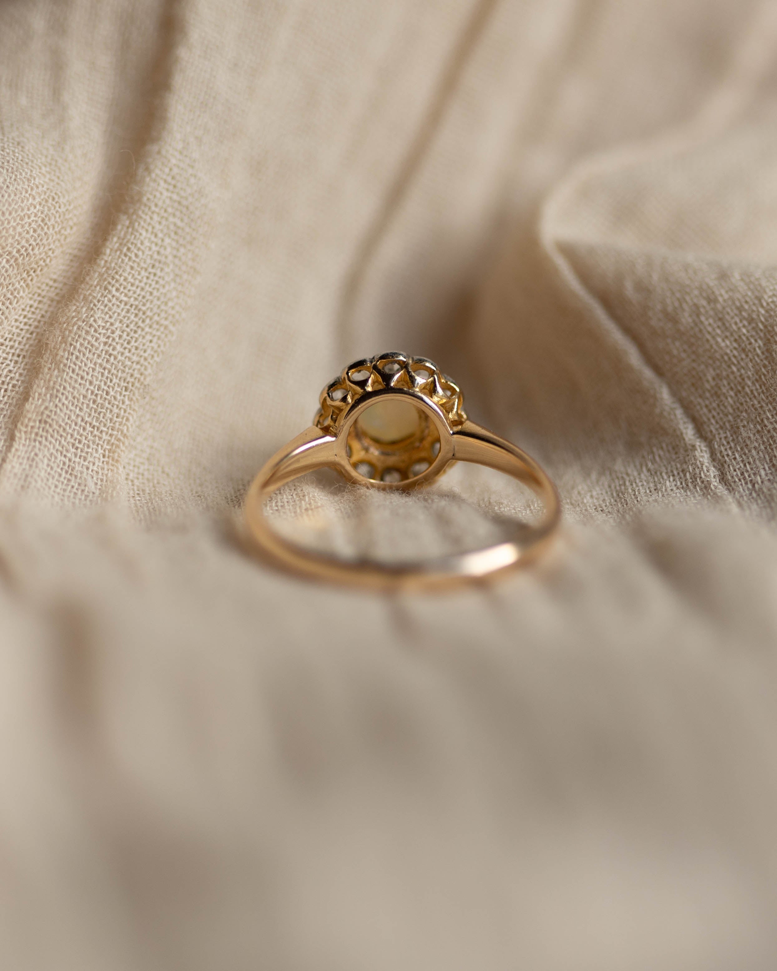 Berthe Antique 18ct Gold Opal & Diamond Cluster Ring