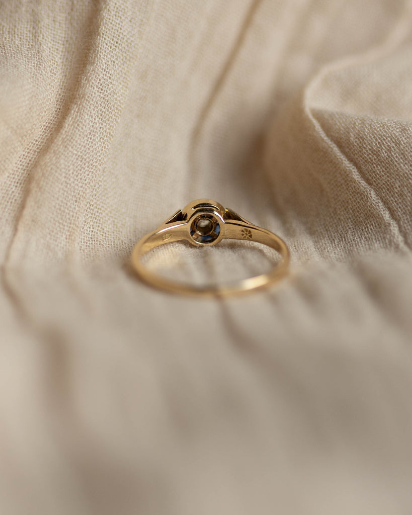 Thérèse Antique Art Deco 18ct Gold Sapphire & Diamond Target Ring