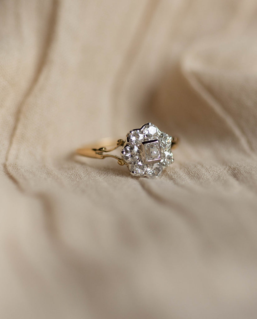 Clotilde Antique 15ct Gold Diamond Cluster Ring