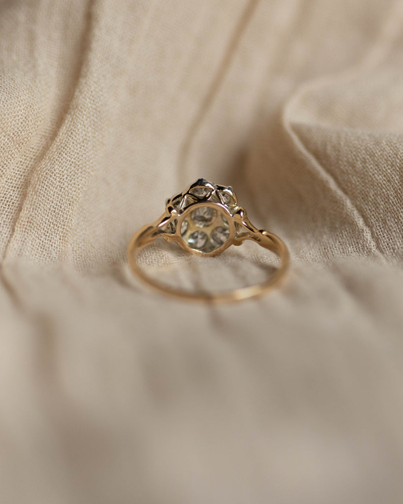 Clotilde Antique 15ct Gold Diamond Cluster Ring