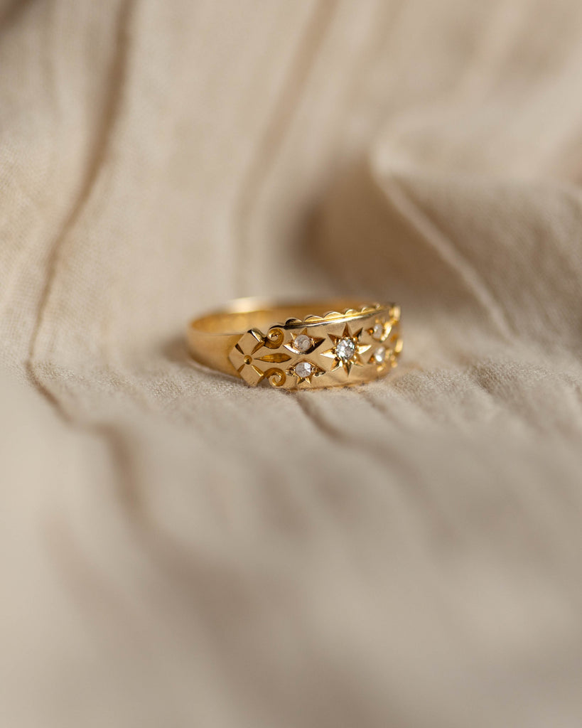 Mireille 1910 Antique 18ct Gold Star Set Diamond Ring
